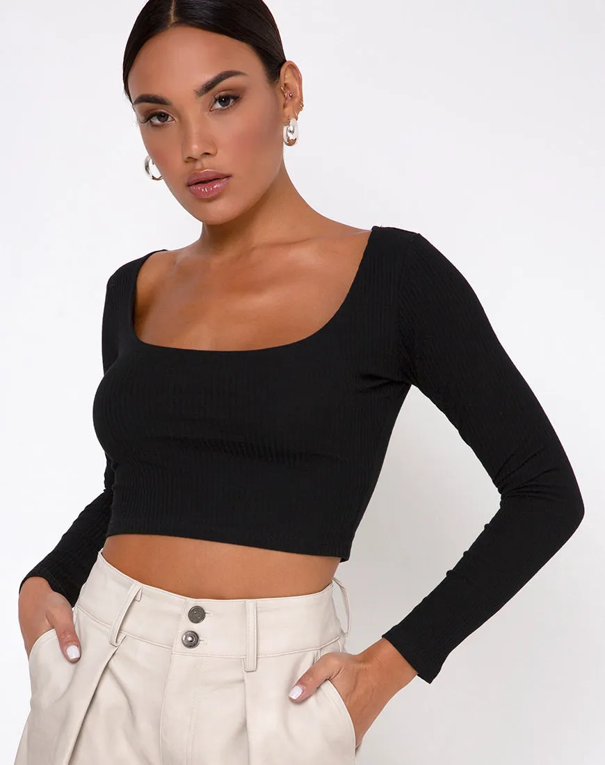 Maby Crop Top Rib Black