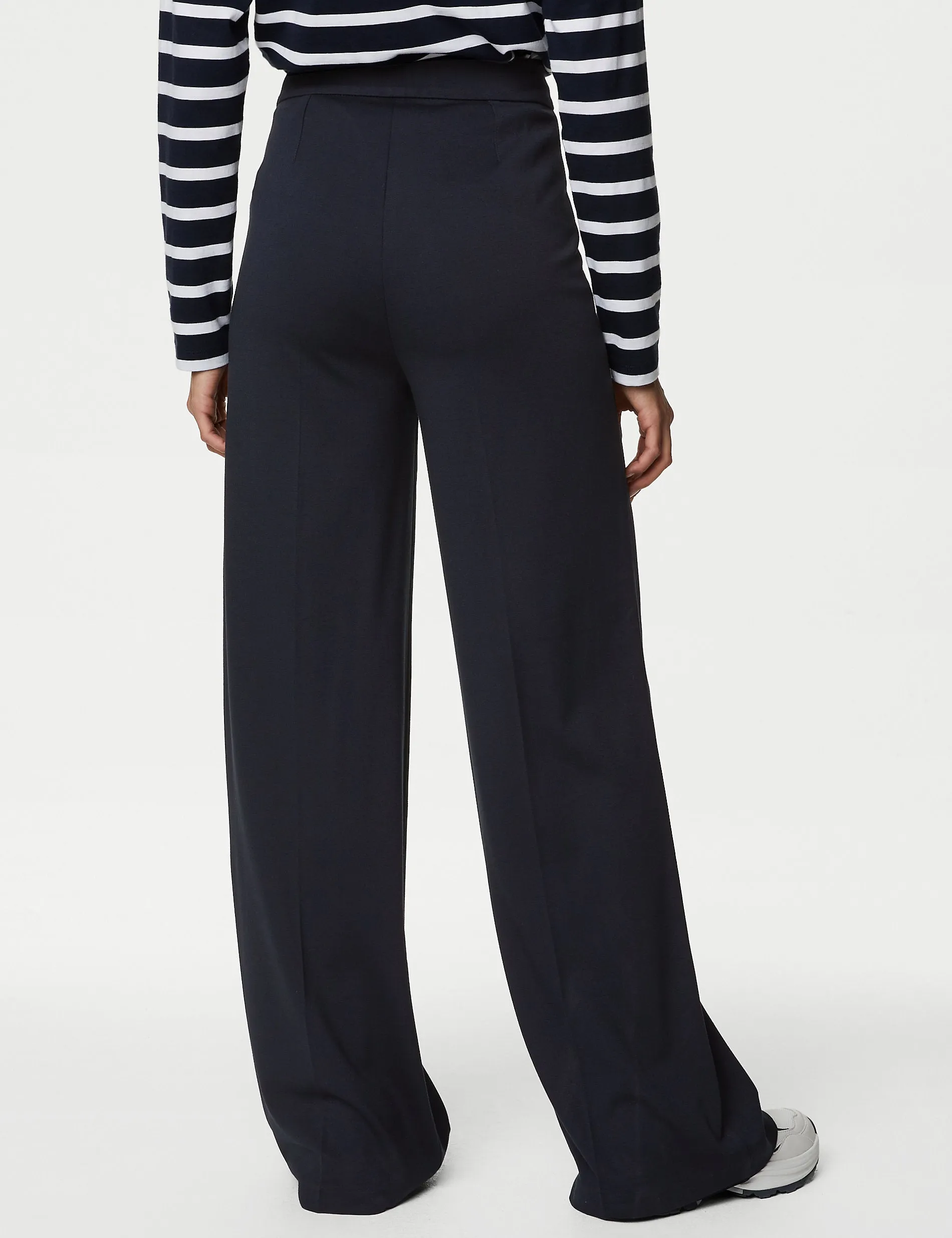 Marks & Spencer stretch jersey wide leg trousers, navy