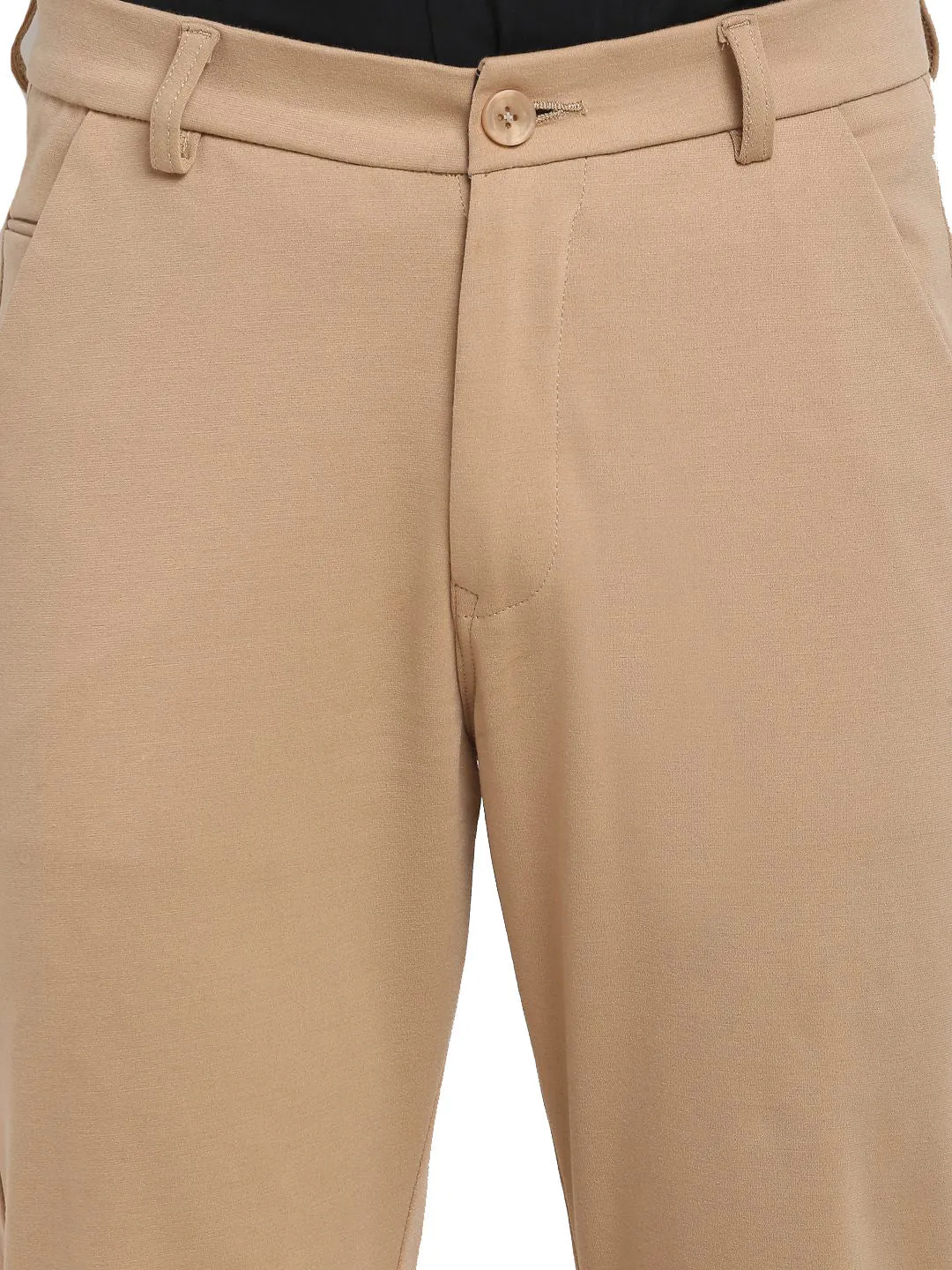 Men's Beige 4-Way Lycra Tapered Fit Trousers ( FGP 269Beige ) - Jainish