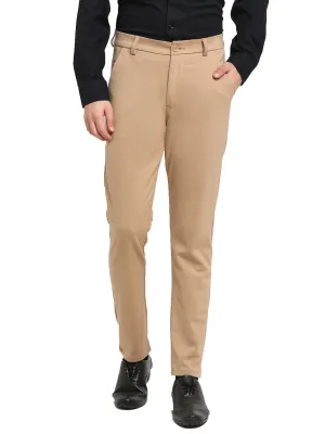 Men's Beige 4-Way Lycra Tapered Fit Trousers ( FGP 269Beige ) - Jainish