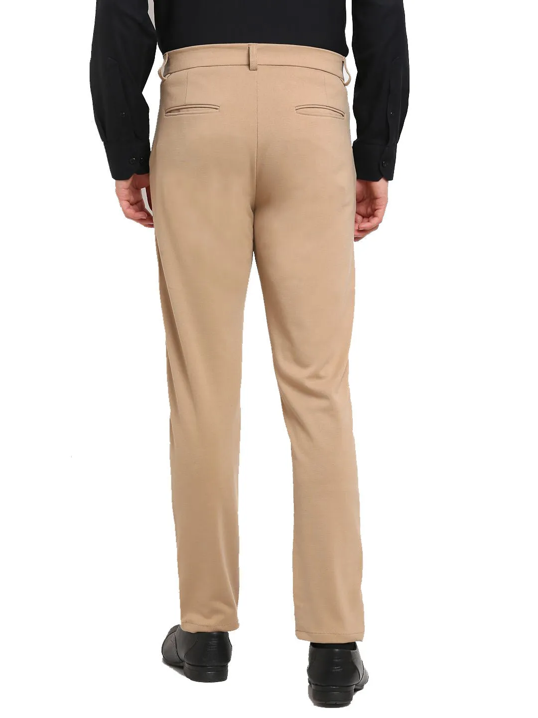 Men's Beige 4-Way Lycra Tapered Fit Trousers ( FGP 269Beige ) - Jainish