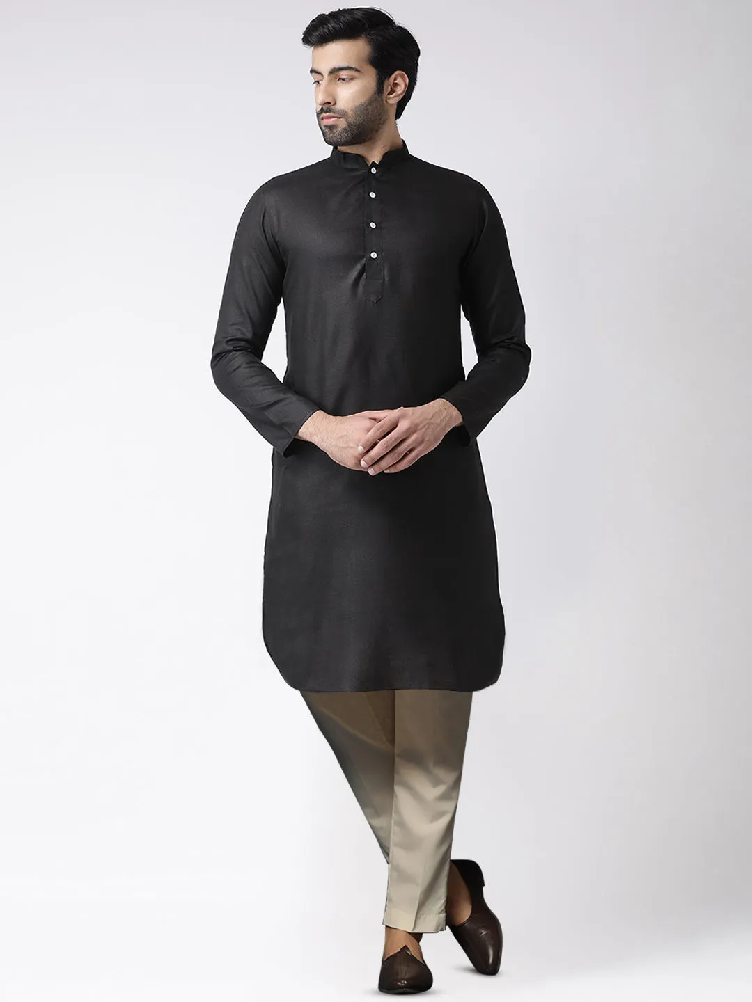 Men's Black Kurta Trousers Set