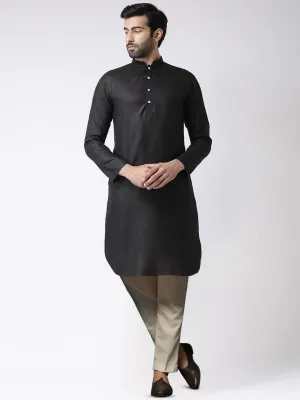 Men's Black Kurta Trousers Set