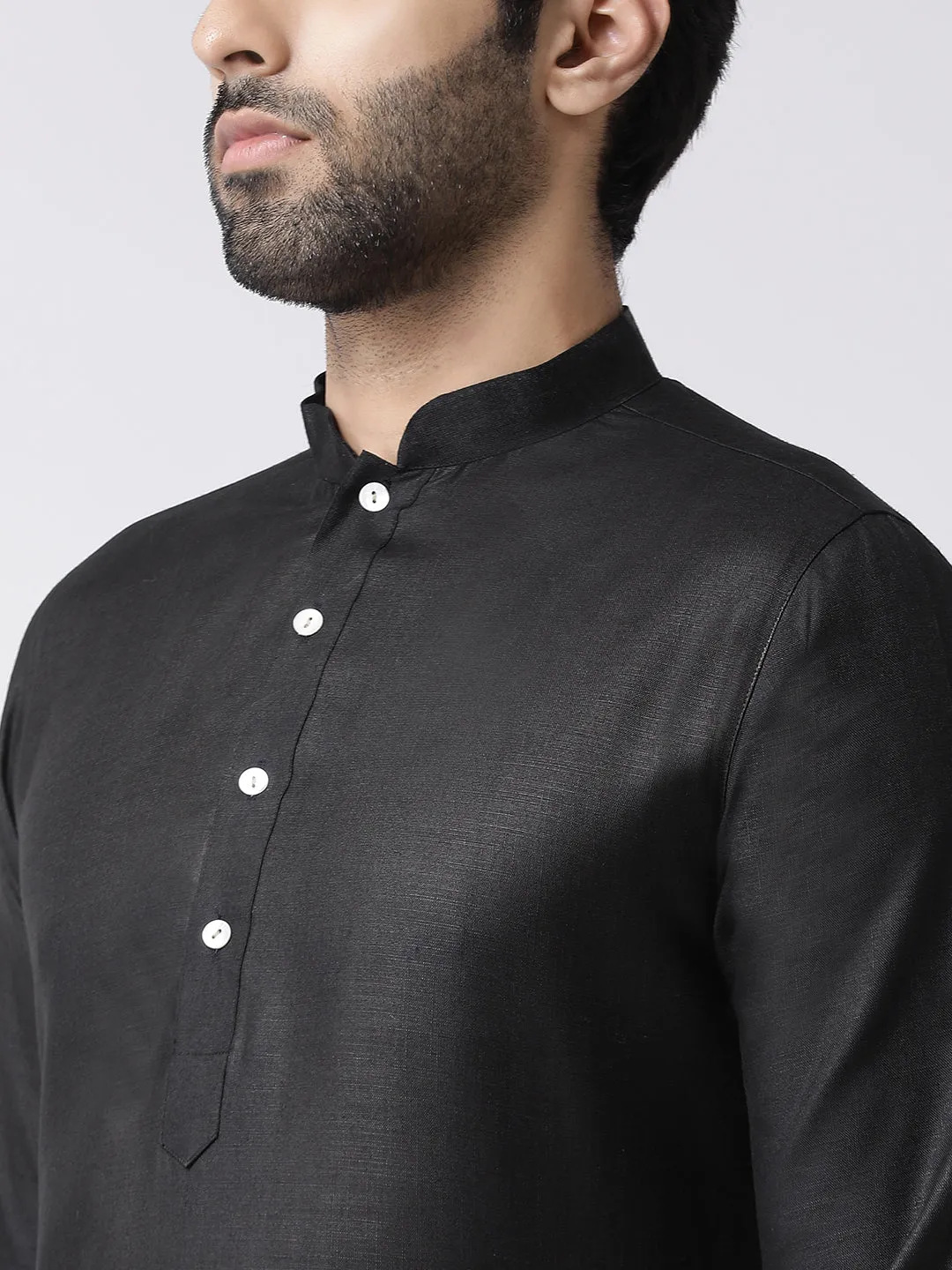 Men's Black Kurta Trousers Set