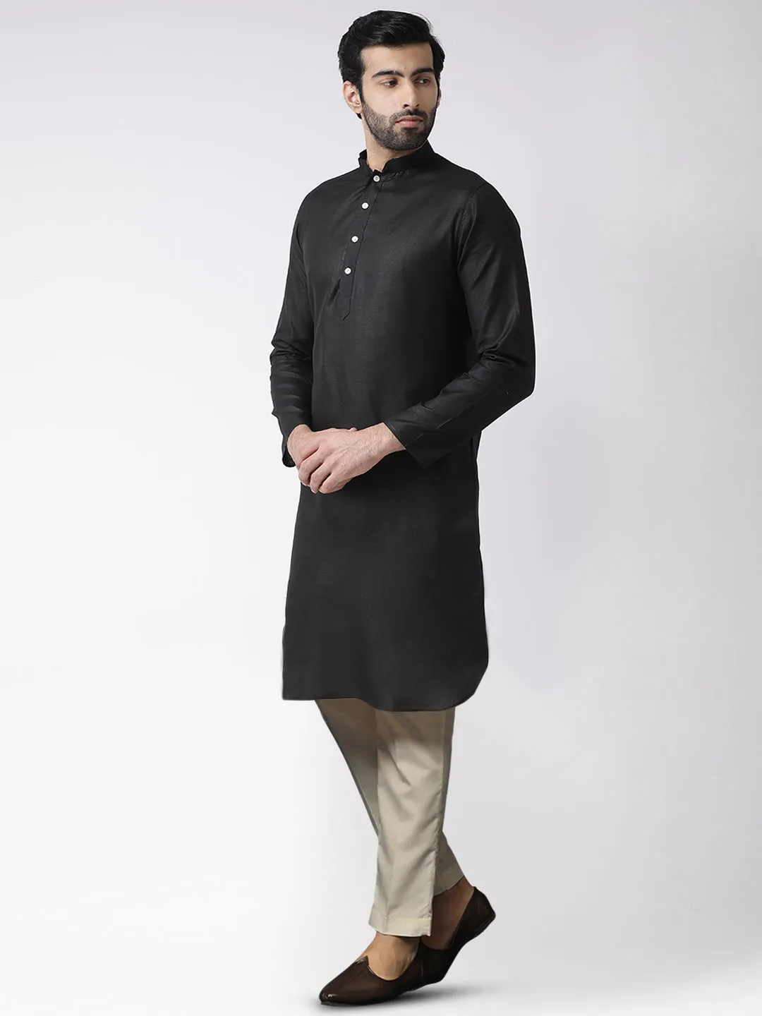 Men's Black Kurta Trousers Set