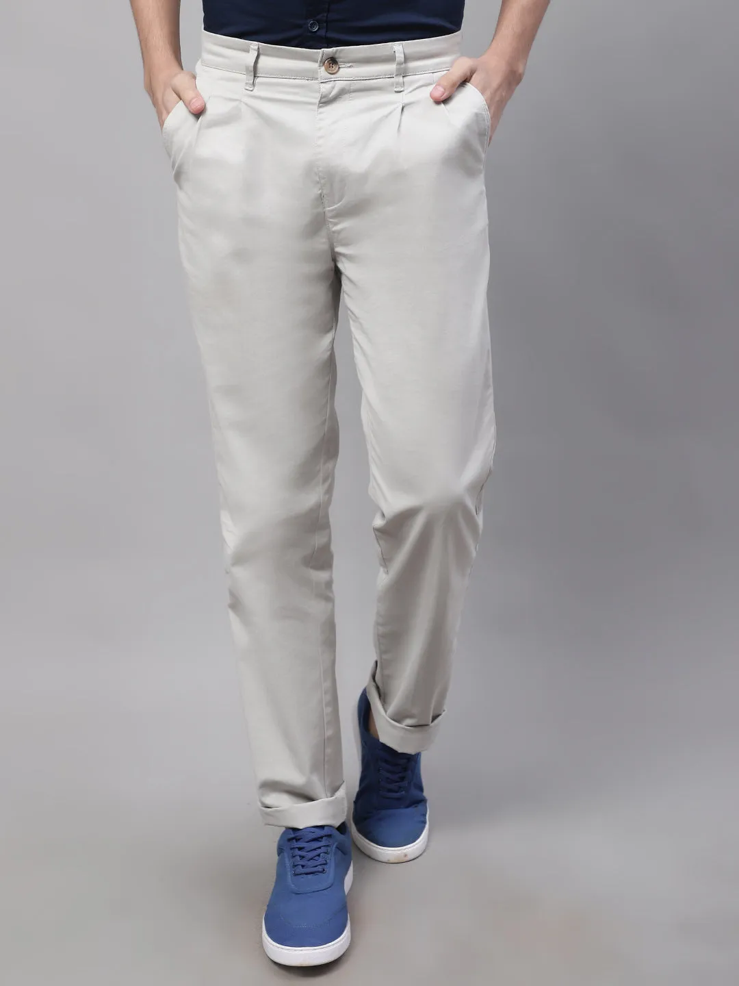 Men's Casual Pleated front Ivory  Trousers