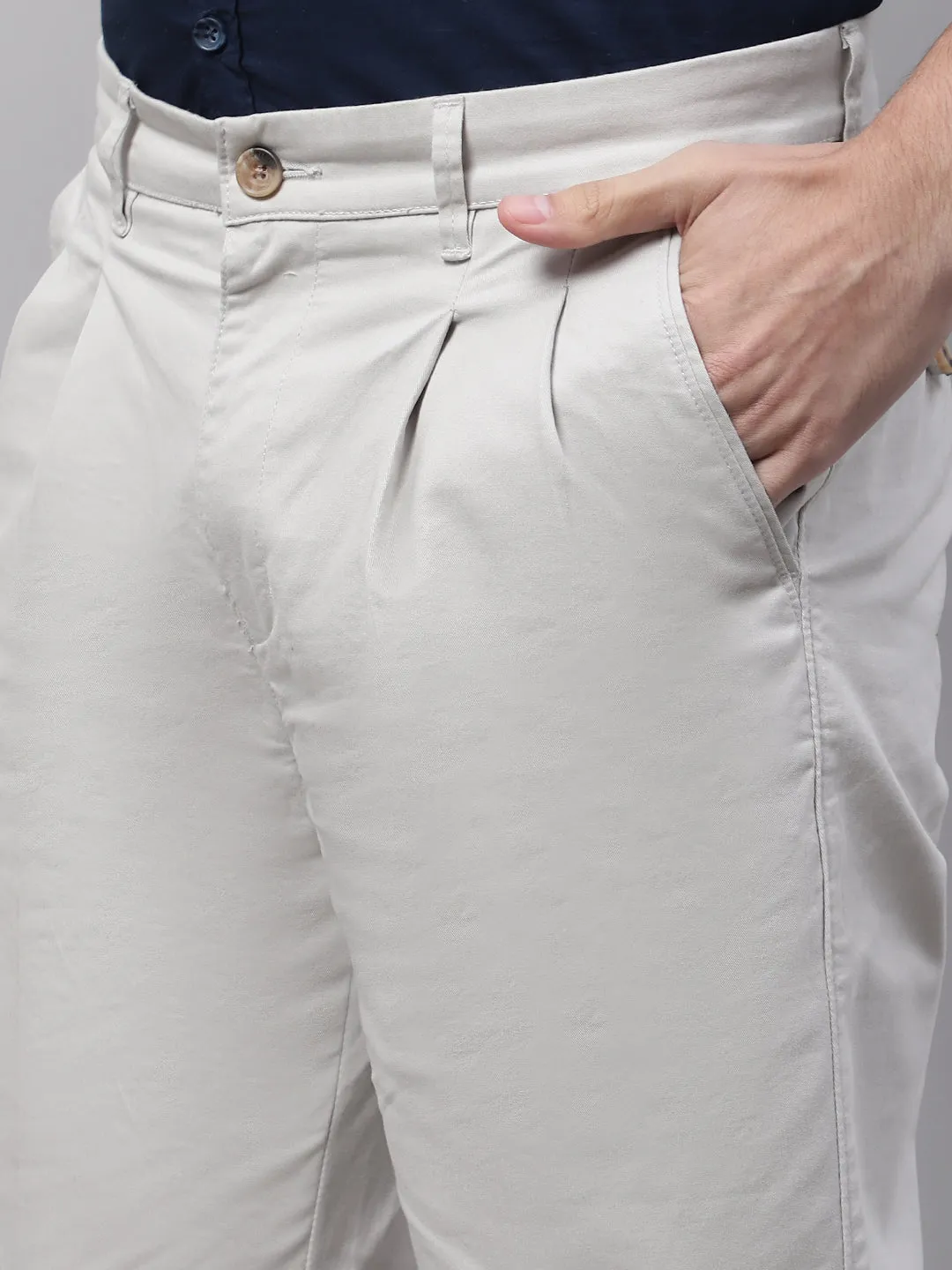 Men's Casual Pleated front Ivory  Trousers