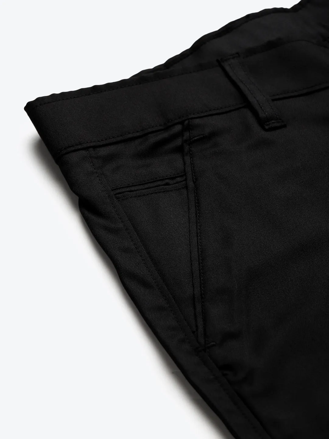 Men's Cotton Blend Black Solid Trouser - Sojanya