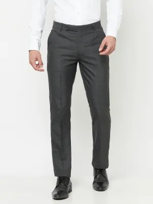 Men's Formal Flat front Charcoal Grey Checks Trousers