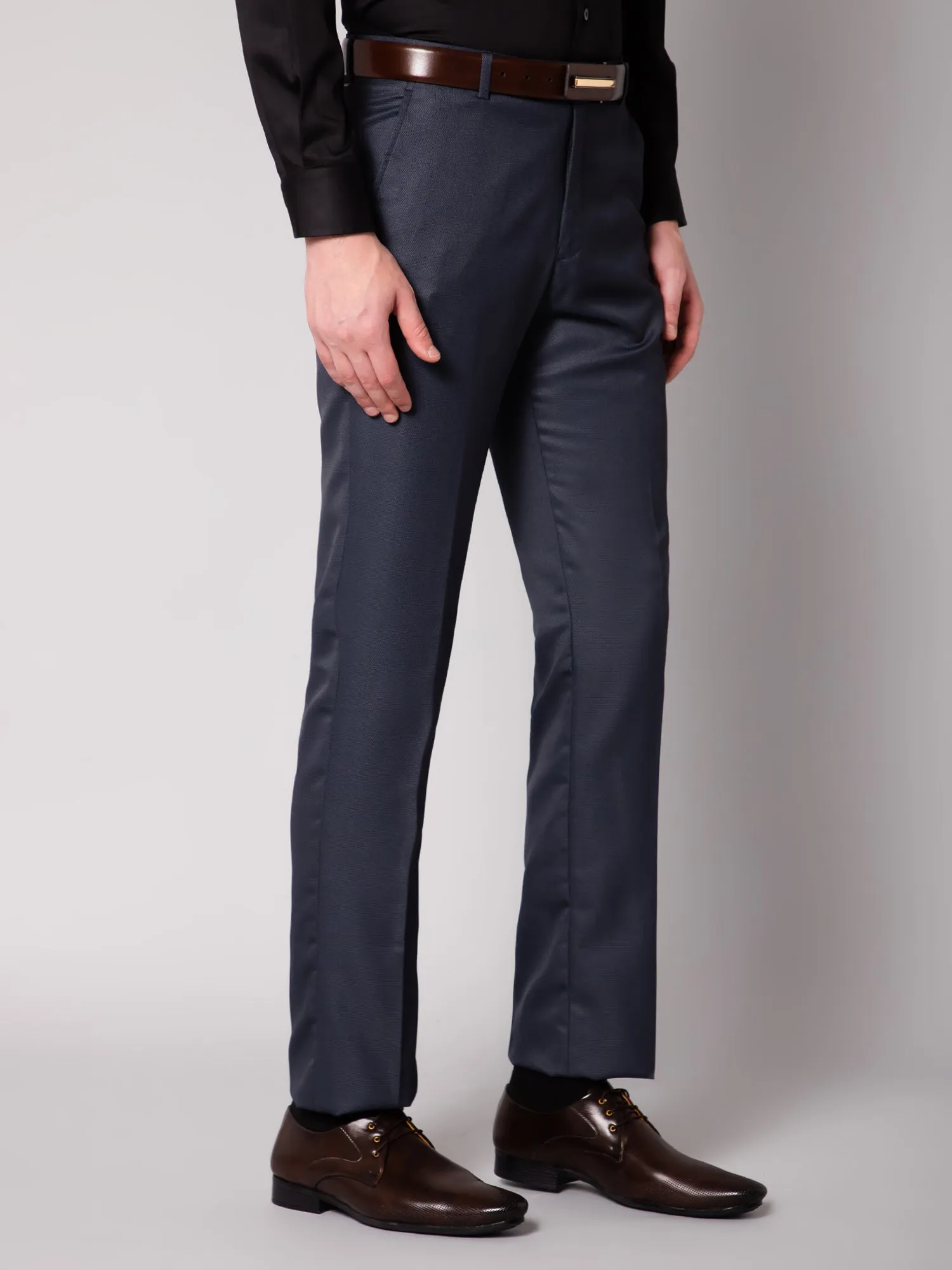 Men's Formal Flat front Dark Grey  Trousers