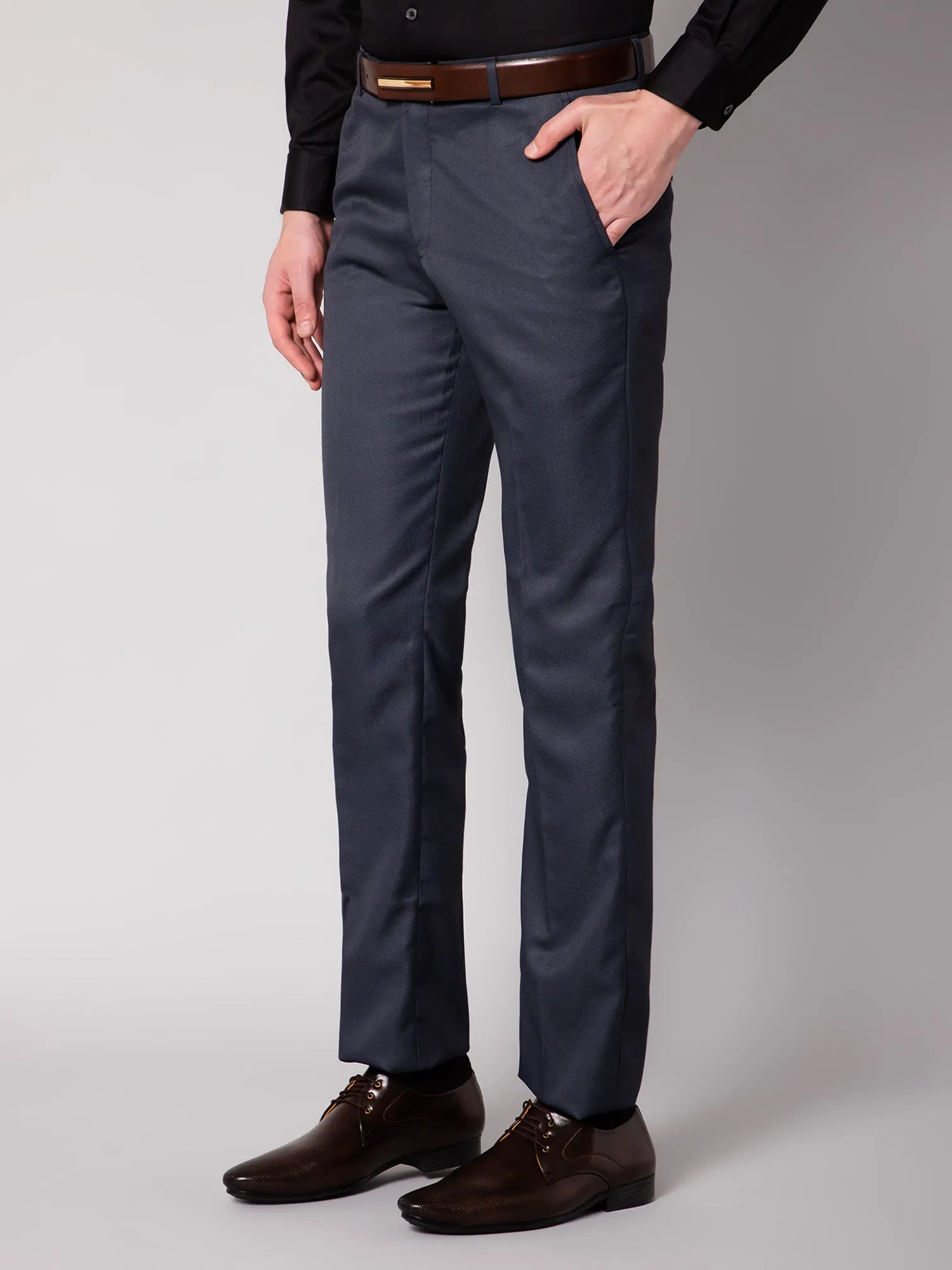 Men's Formal Flat front Dark Grey  Trousers