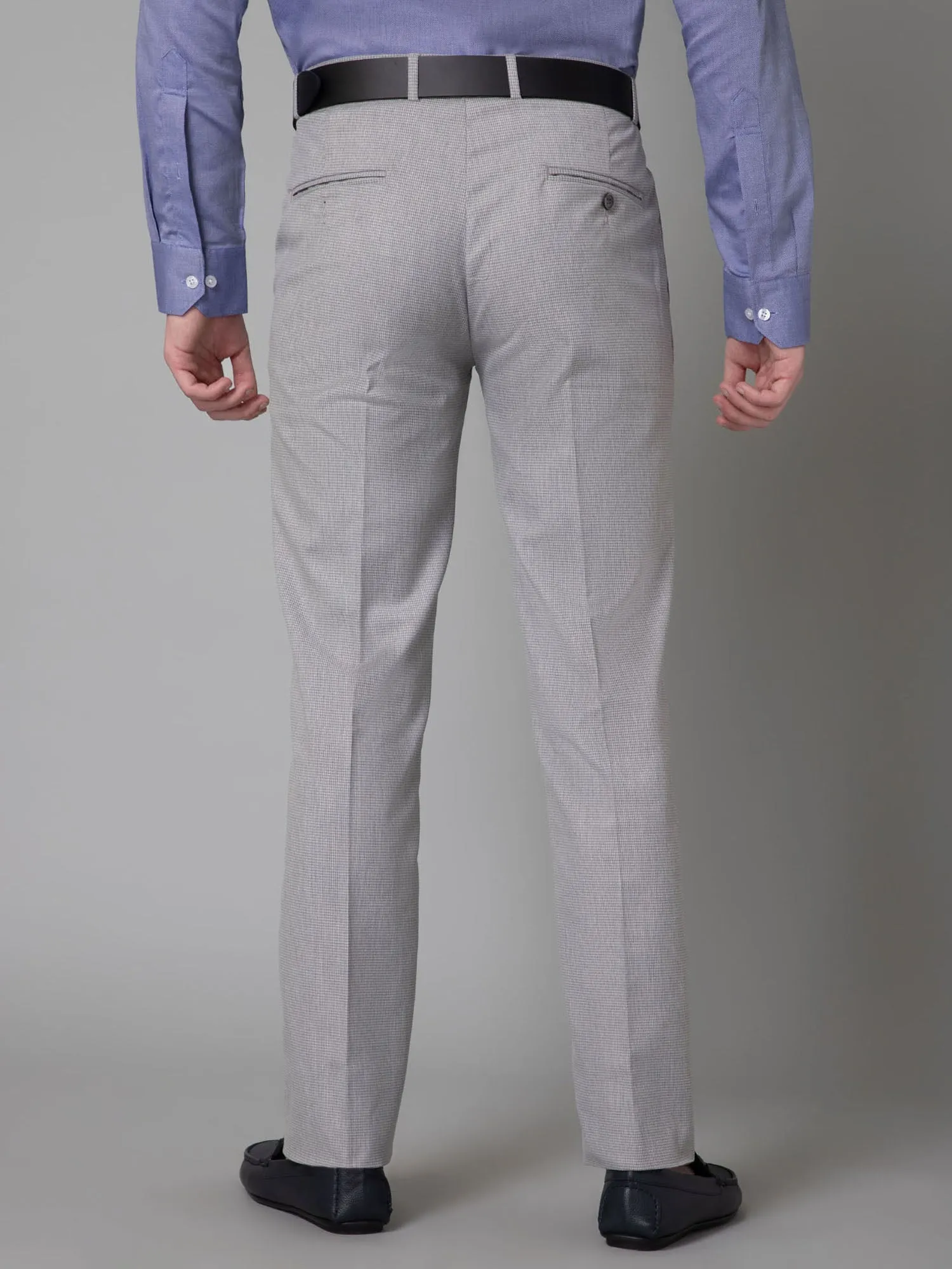 Men's Formal Flat front Light Grey Houndstooth Trousers