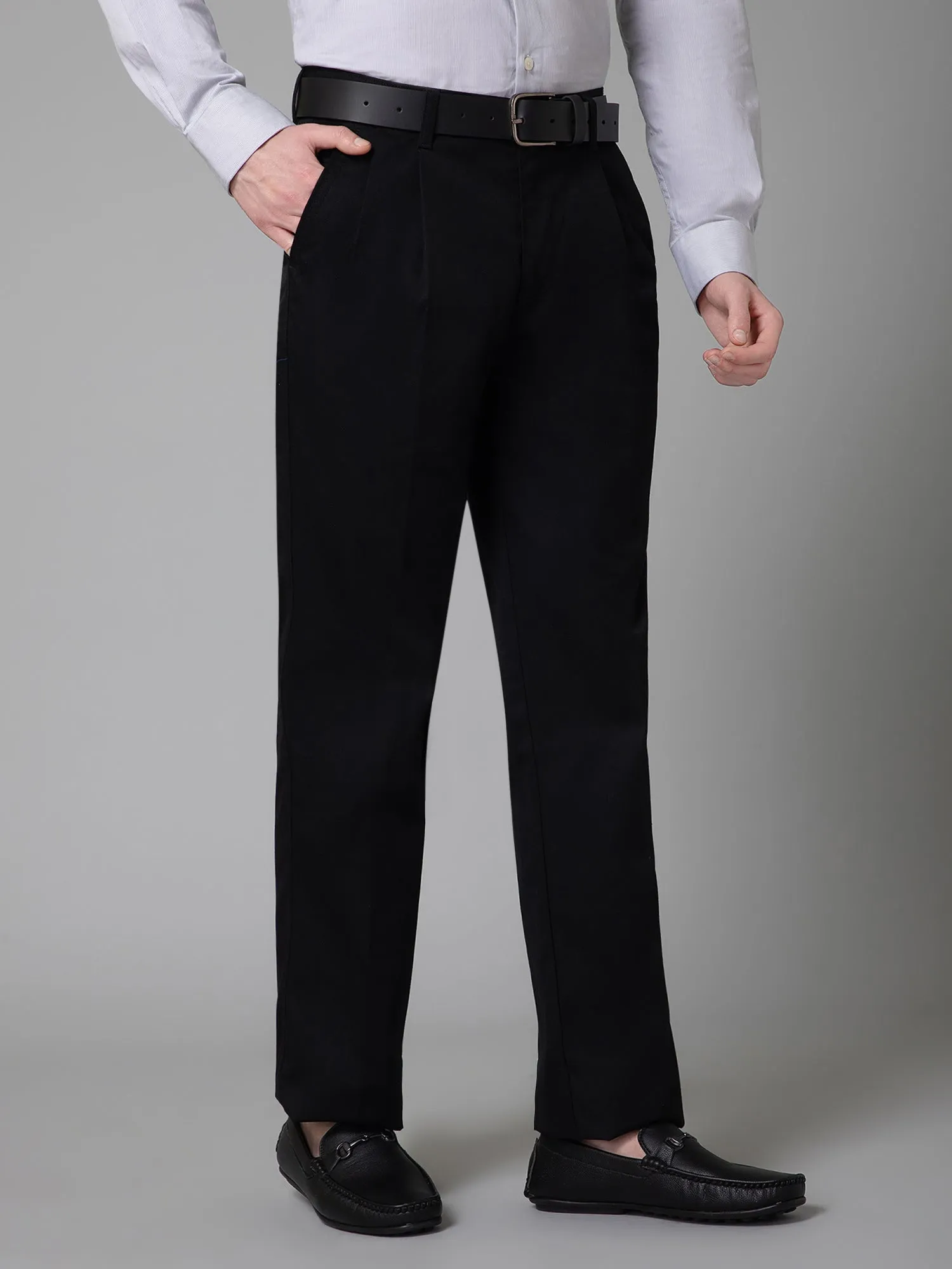 Men's Formal Pleated front Black  Trousers