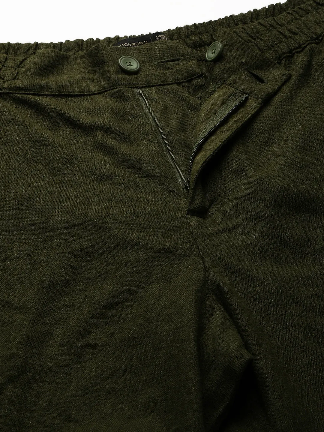 Men's Linen Viscose Olive Regular Fit Shorts