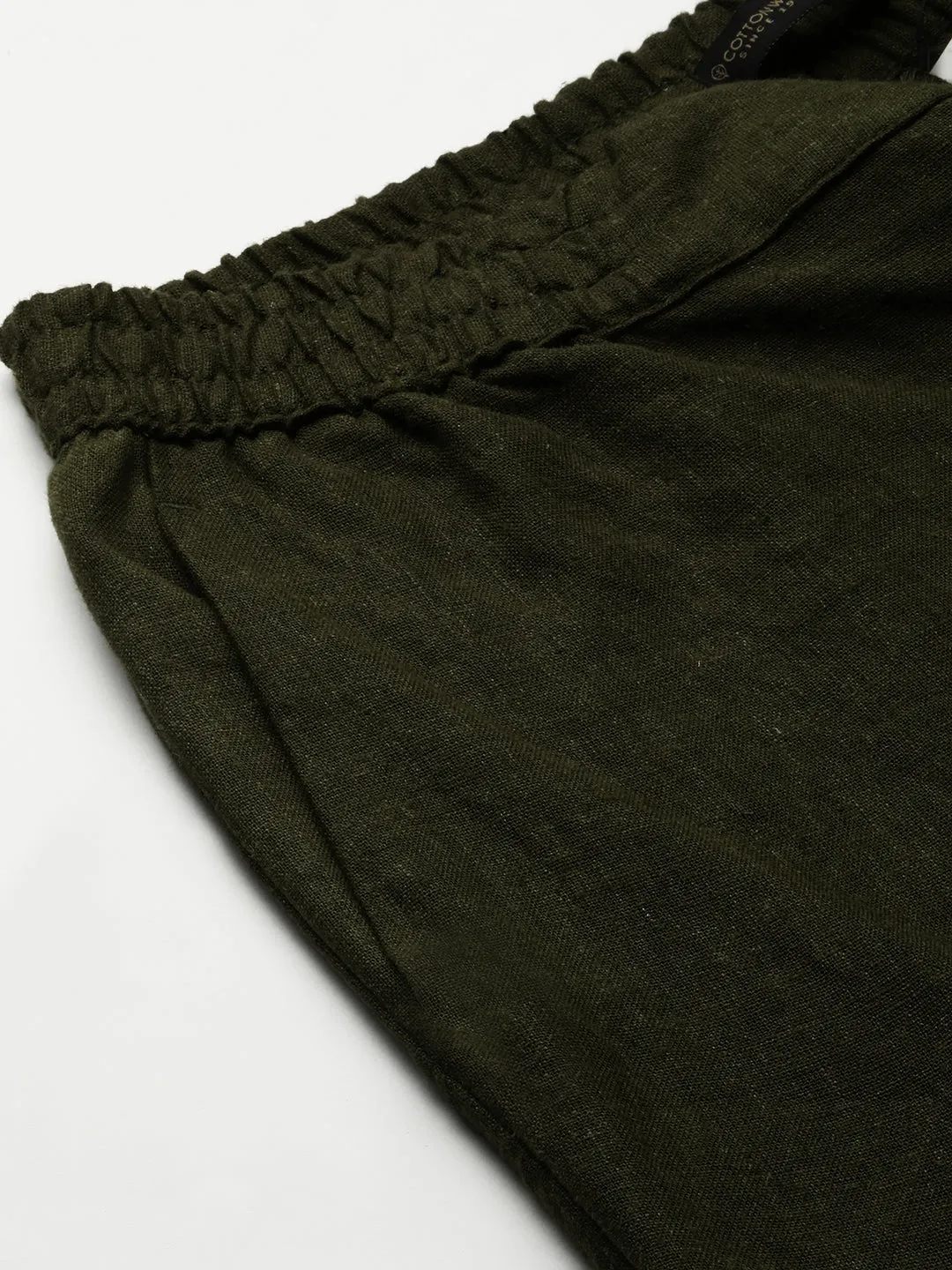 Men's Linen Viscose Olive Regular Fit Shorts