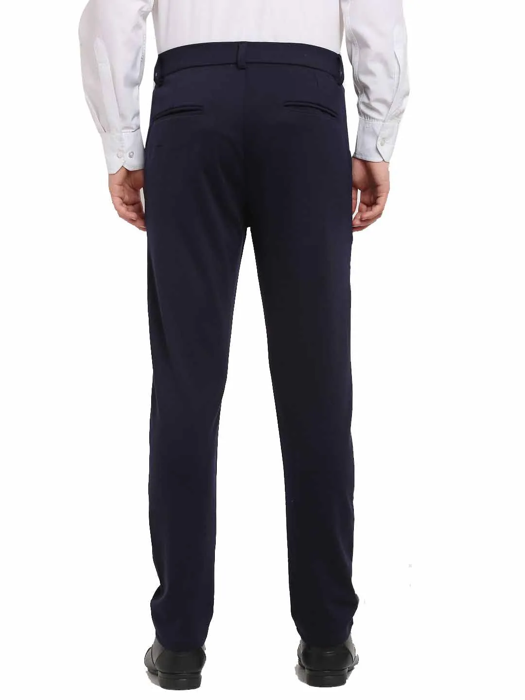 Men's Navy Blue 4-Way Lycra Tapered Fit Trousers ( FGP 269Navy ) - Jainish