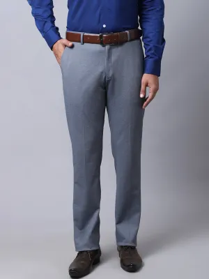 Men's Slim fit Flat front Light Grey  Trousers