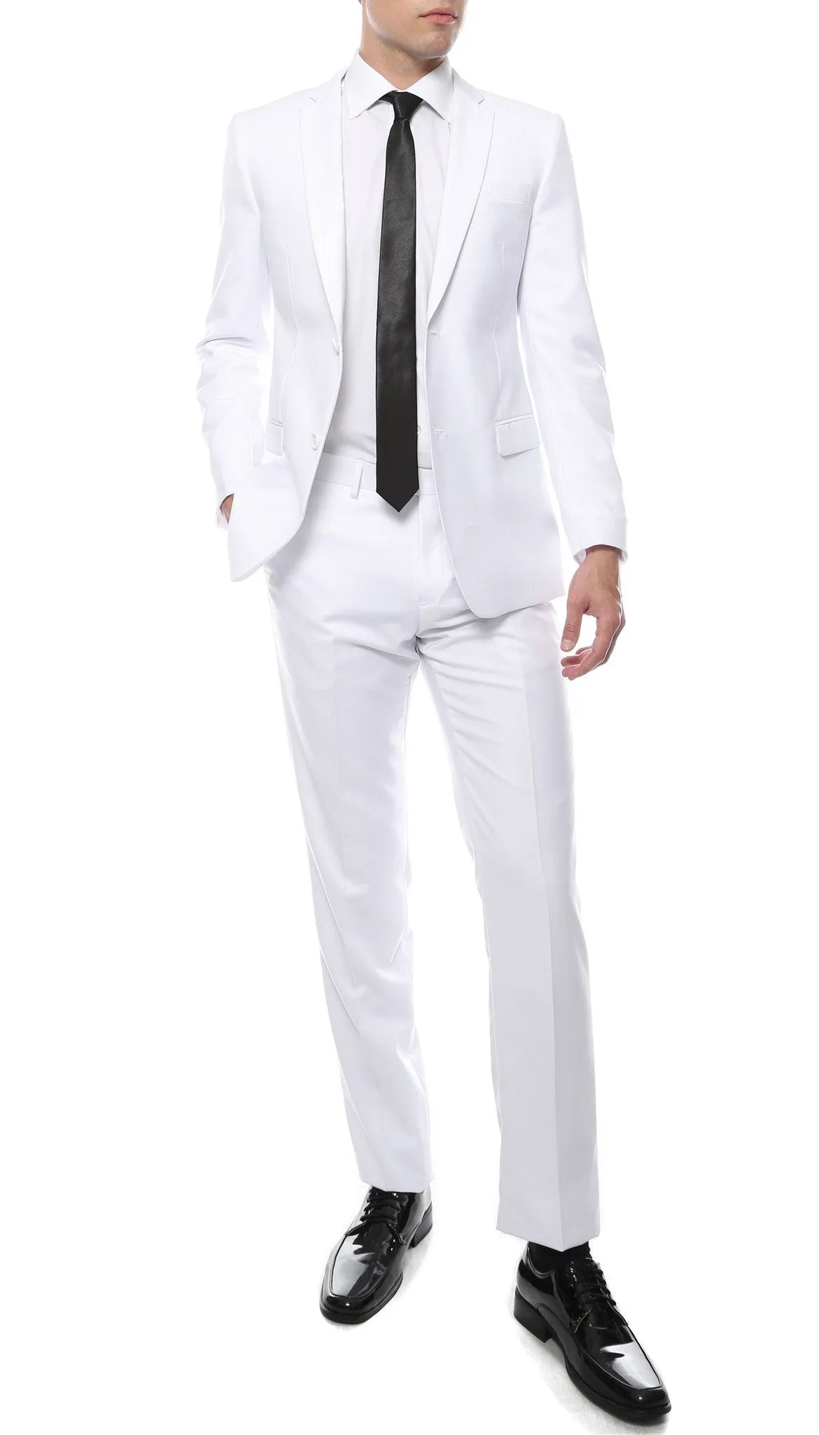 Mens ZNL22S 2pc 2 Button Slim Fit White Zonettie Suit