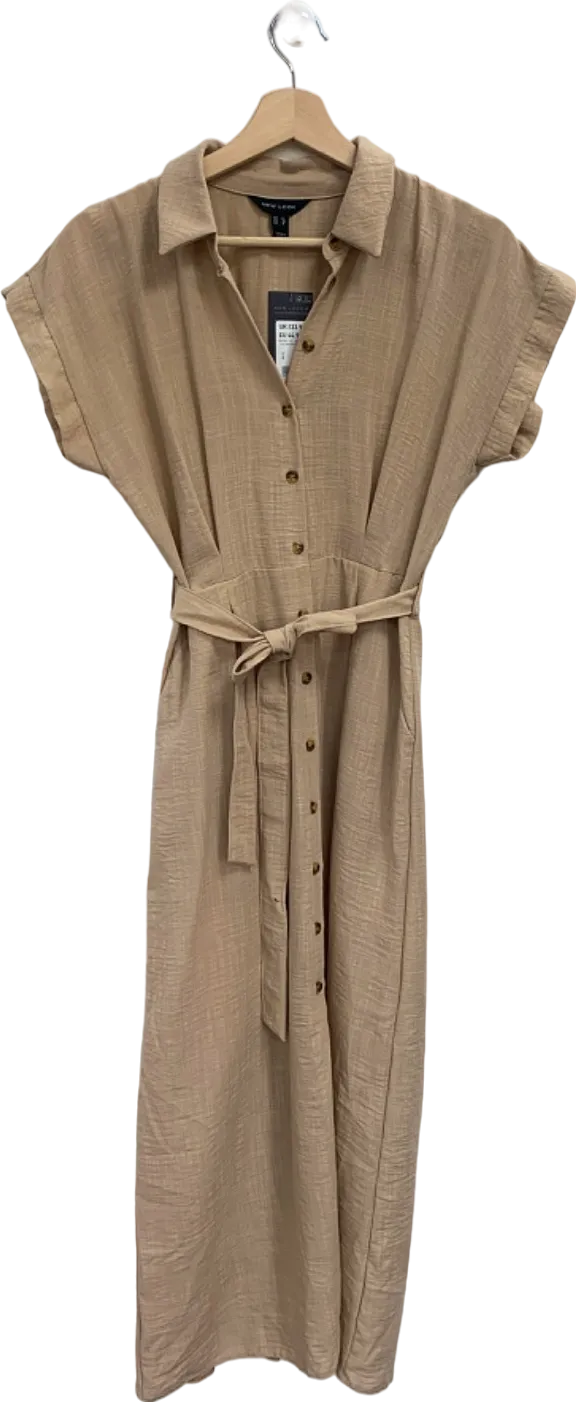 New Look Beige Lily Button Through Shirt Dress UK 8