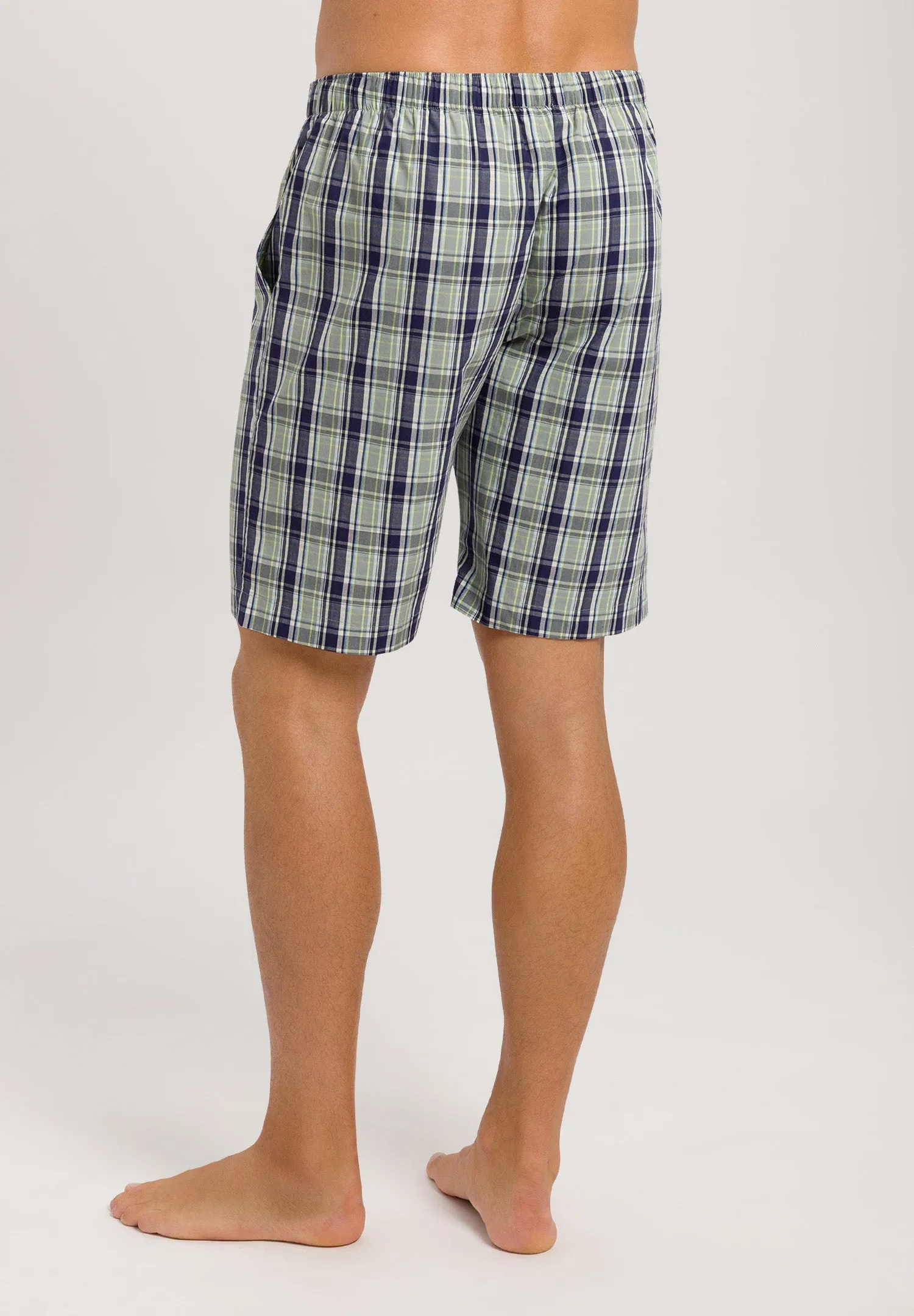 Night And Day Drawstring Cotton Shorts | Green Check 75117-2873