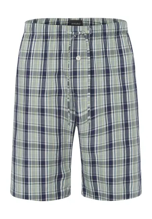 Night And Day Drawstring Cotton Shorts | Green Check 75117-2873