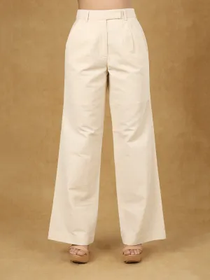 Off - White High Waist Linen Trousers