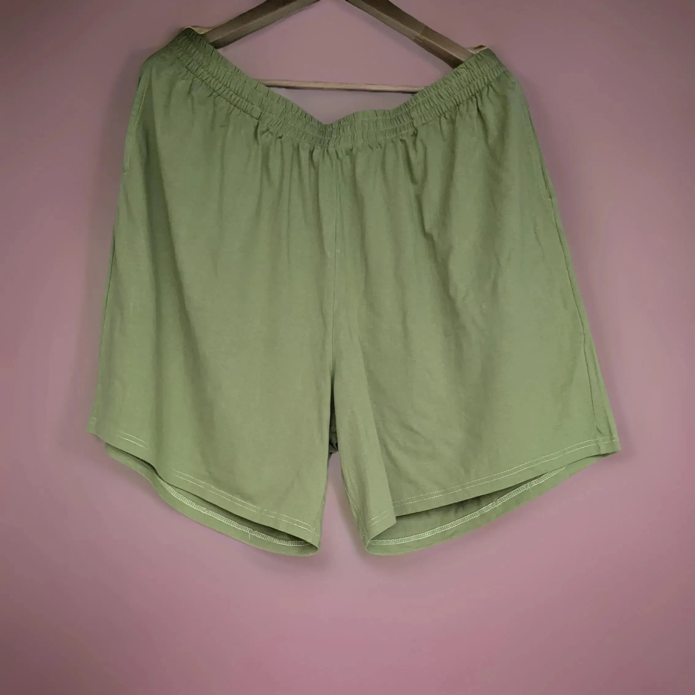 Olive Green Cotton Shorts