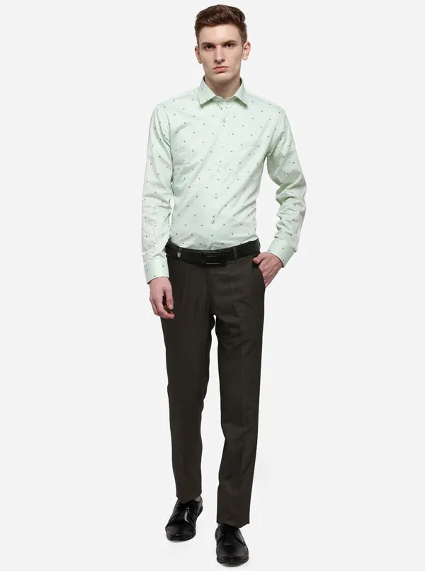 Olive Green Solid Slim Fit Formal Trouser | JB Studio