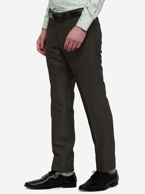 Olive Green Solid Slim Fit Formal Trouser | JB Studio