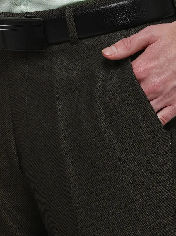 Olive Green Solid Slim Fit Formal Trouser | JB Studio