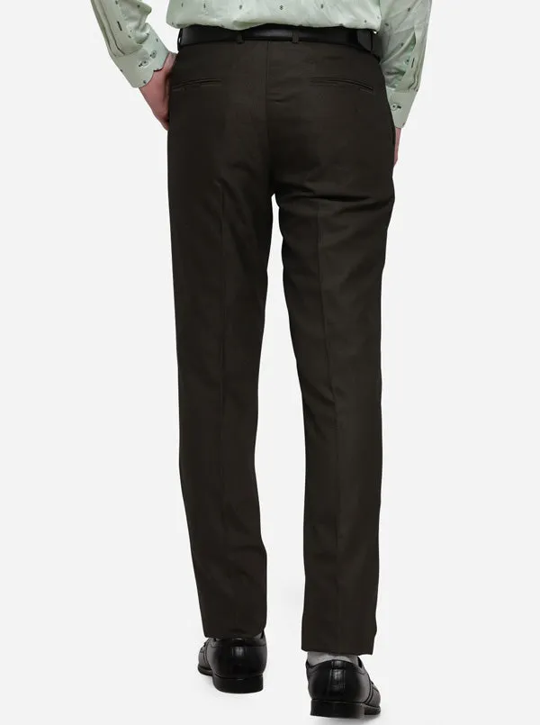 Olive Green Solid Slim Fit Formal Trouser | JB Studio