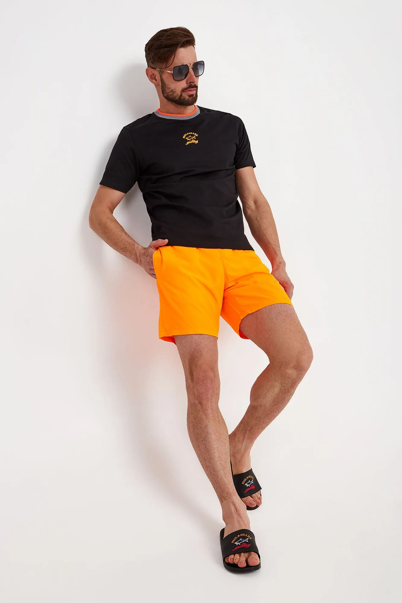 Orange Swim Shorts w/ Reflective Logo - PAUL & SHARK