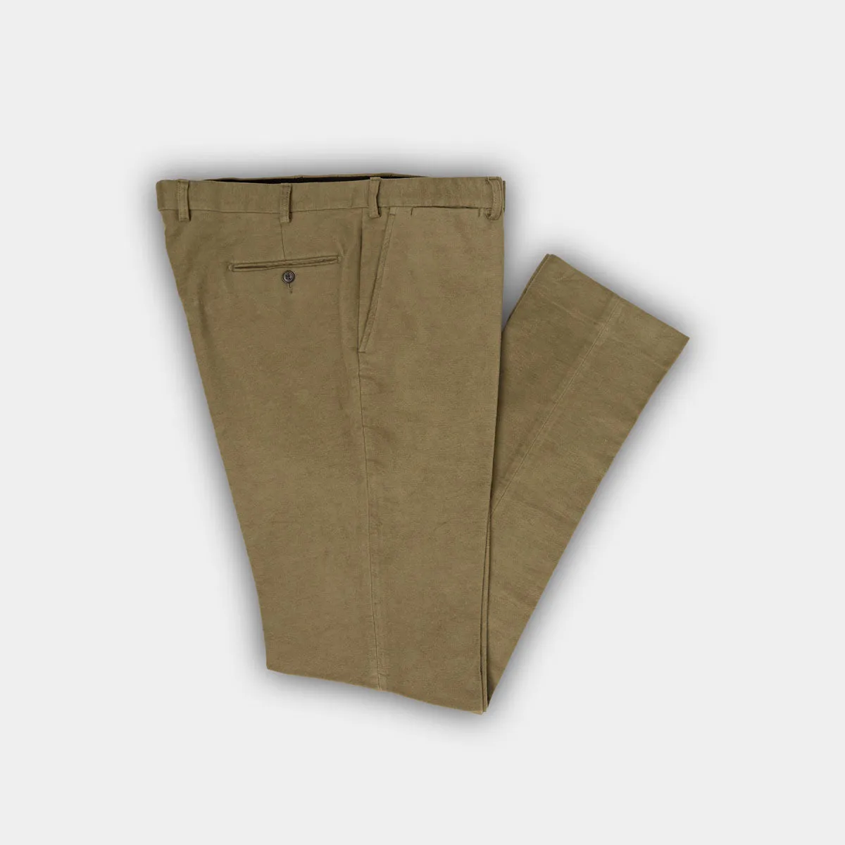 Plain Beige Stretch Cotton Trousers