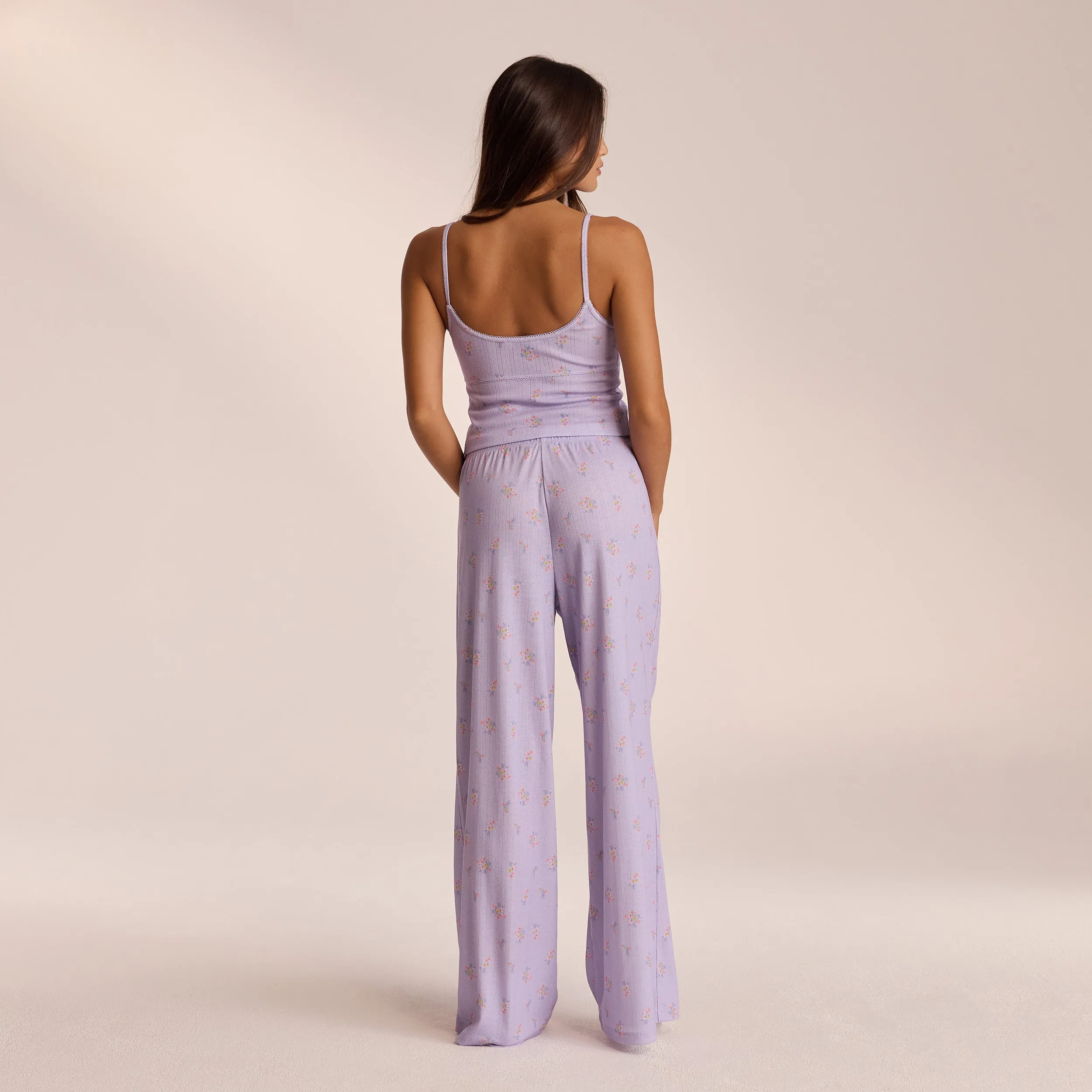 Pointelle Pyjama Bottoms - Lilac Floral