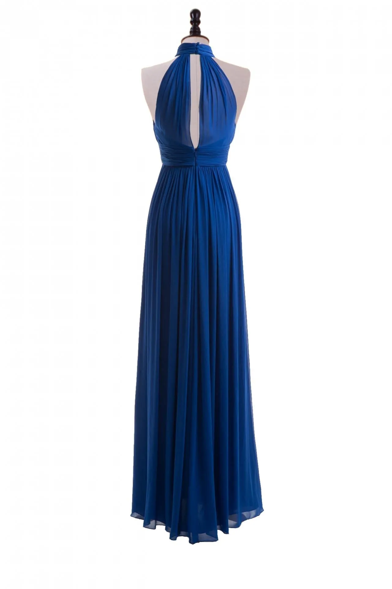 Royal Blue Chiffon Halter Keyhole Long Formal Dress