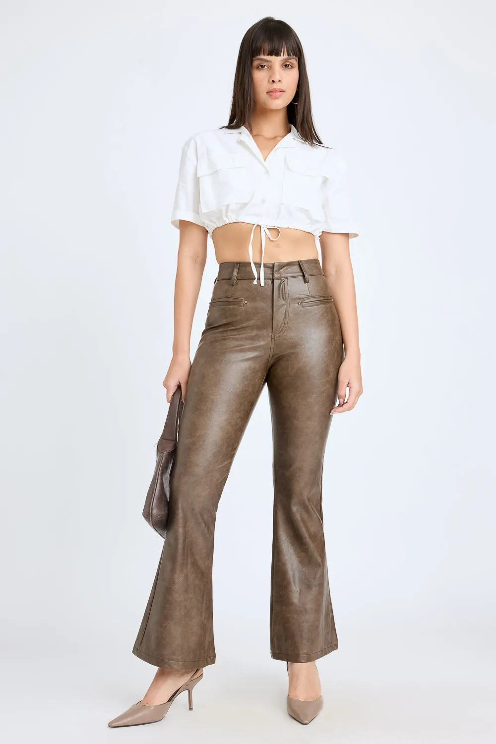 Sand Bootcut Wide Trouser