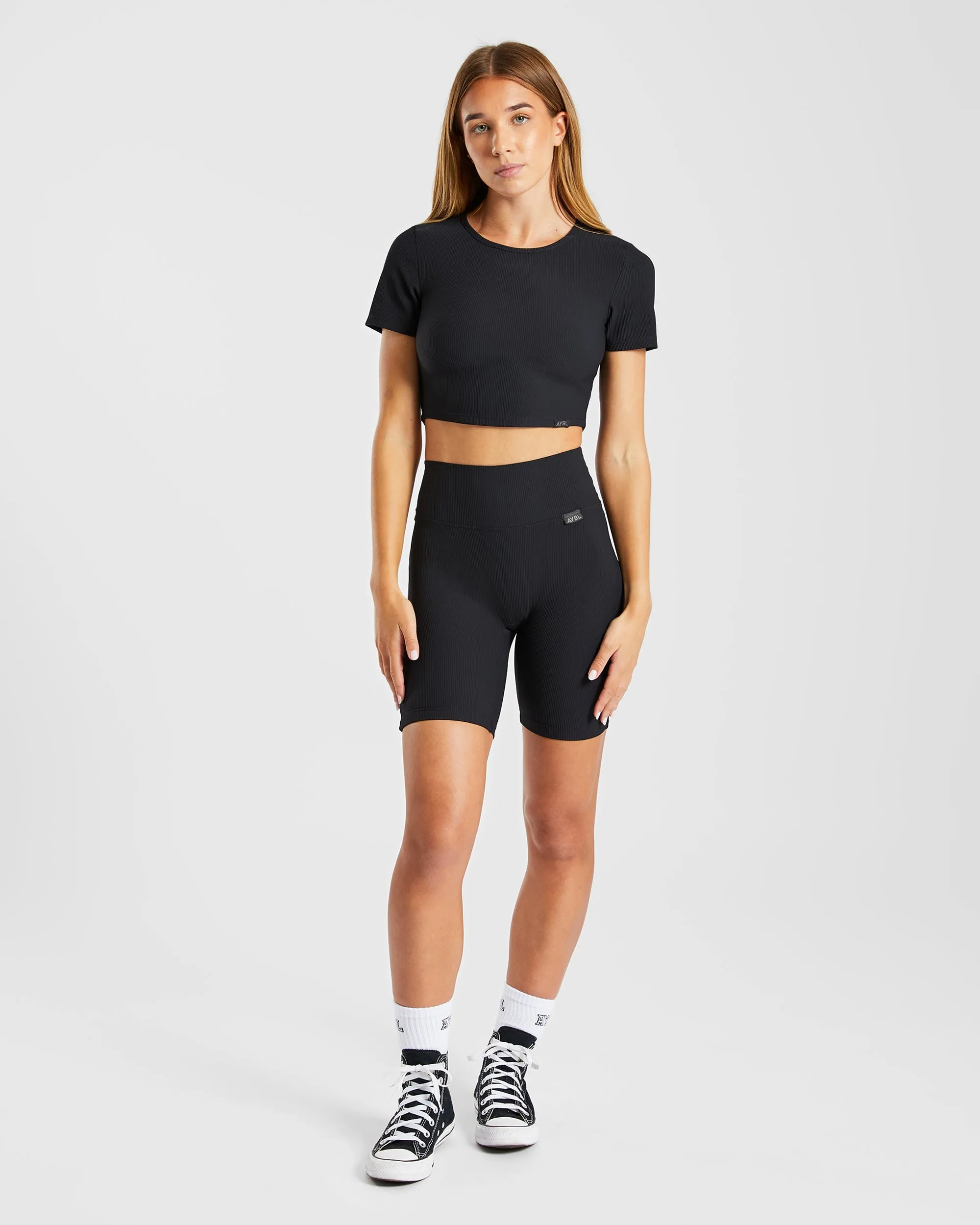 Sculpt Ribbed Cycling Shorts - Black