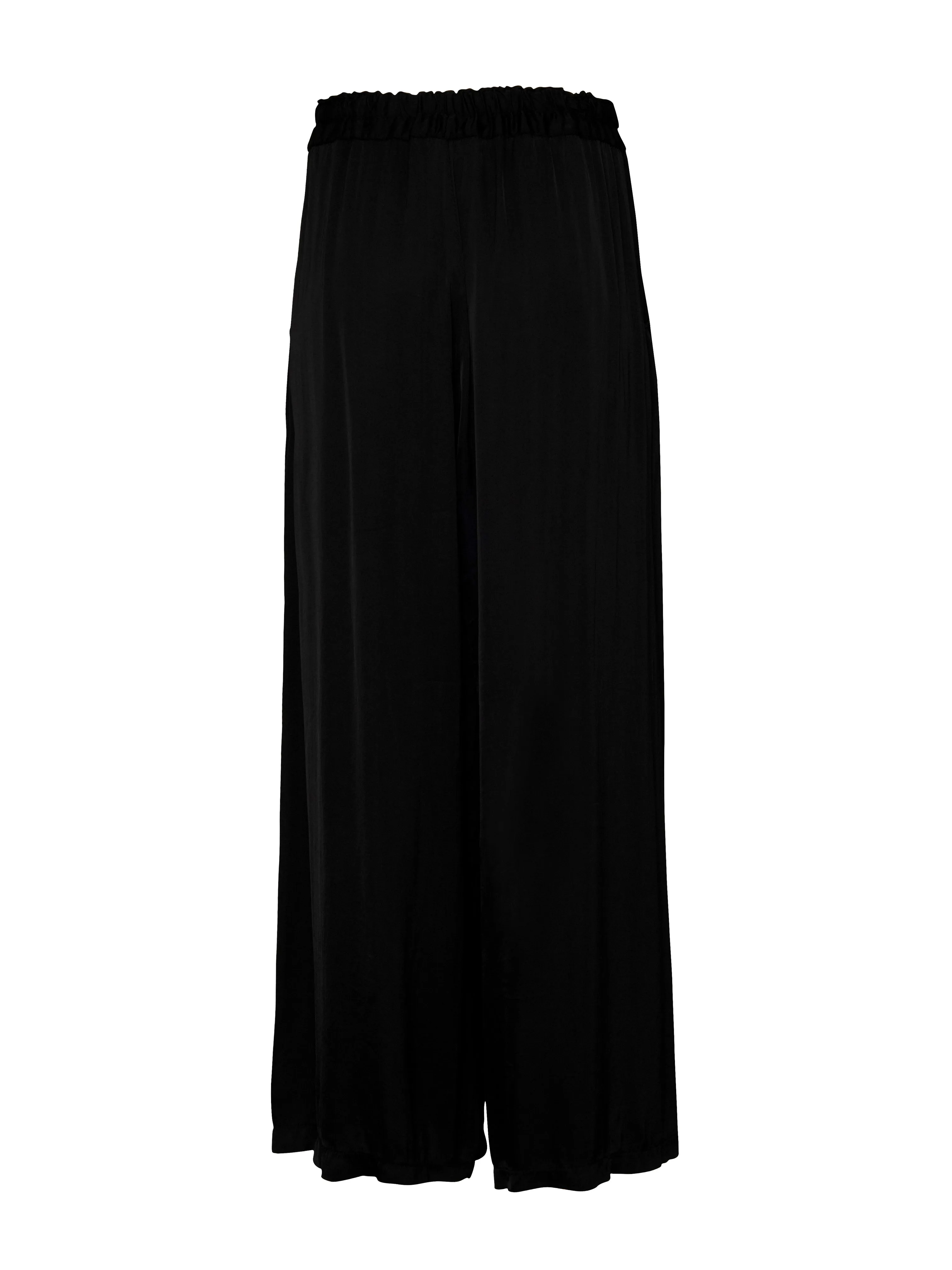 Silk Blend Wide Leg Trousers