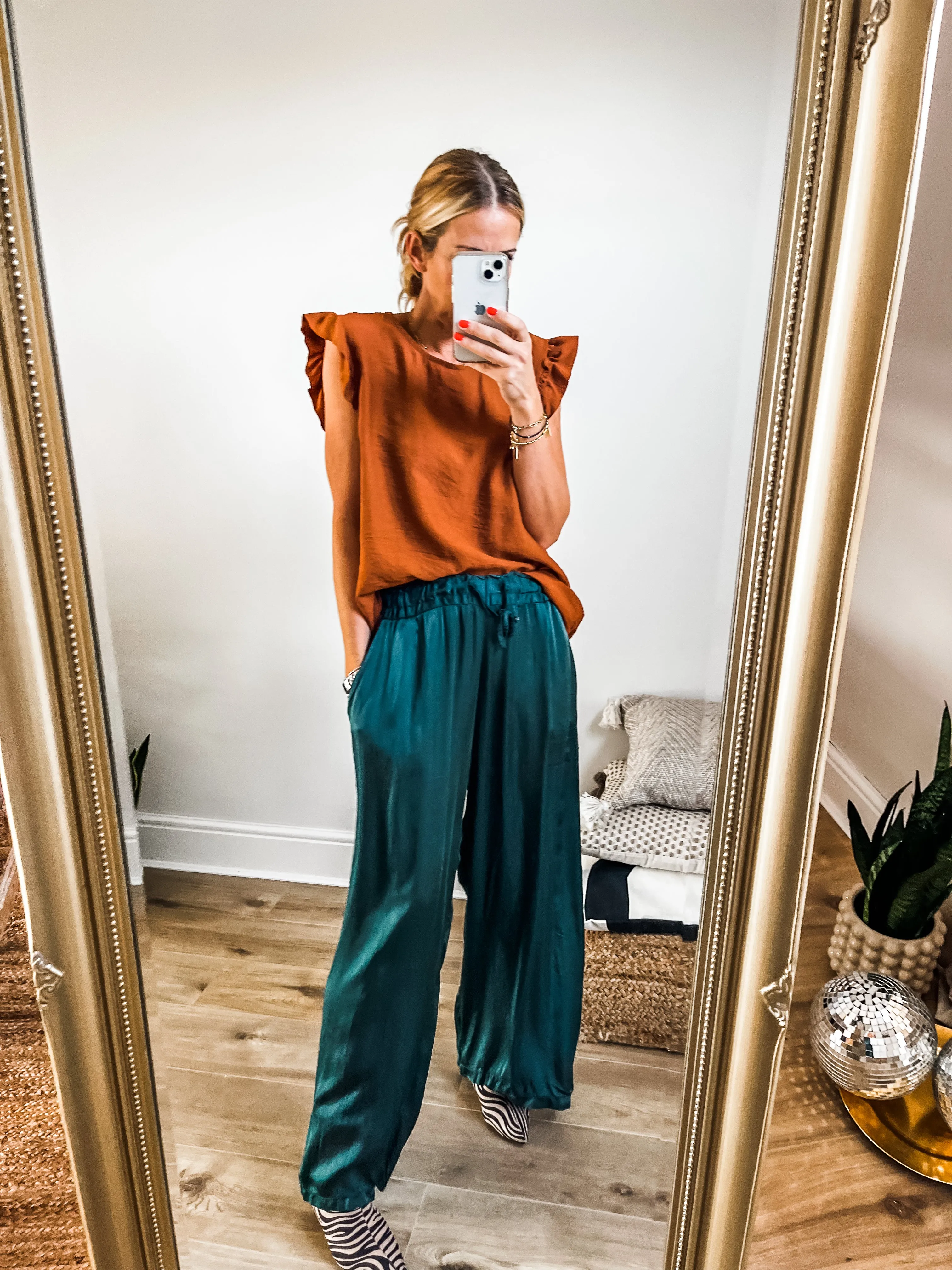 Silk Blend Wide Leg Trousers