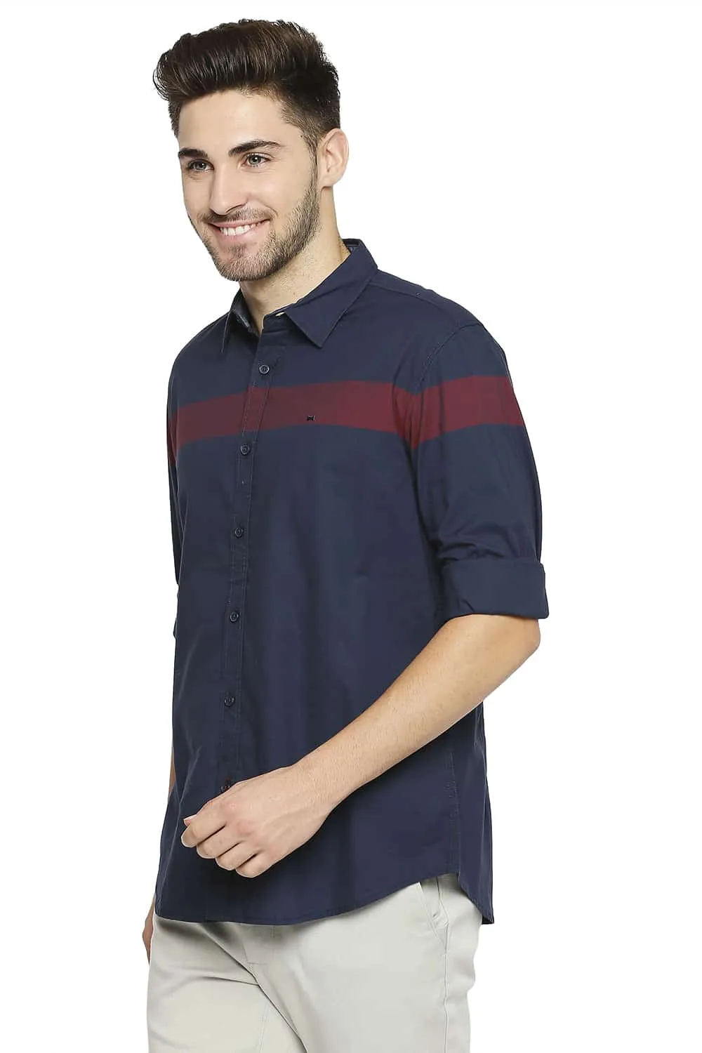 Slim Fit Oxford Eng Horizontal Stripe Shirt