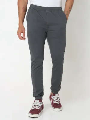 Spykar Grey Jogger Fit Cotton Trouser For Men