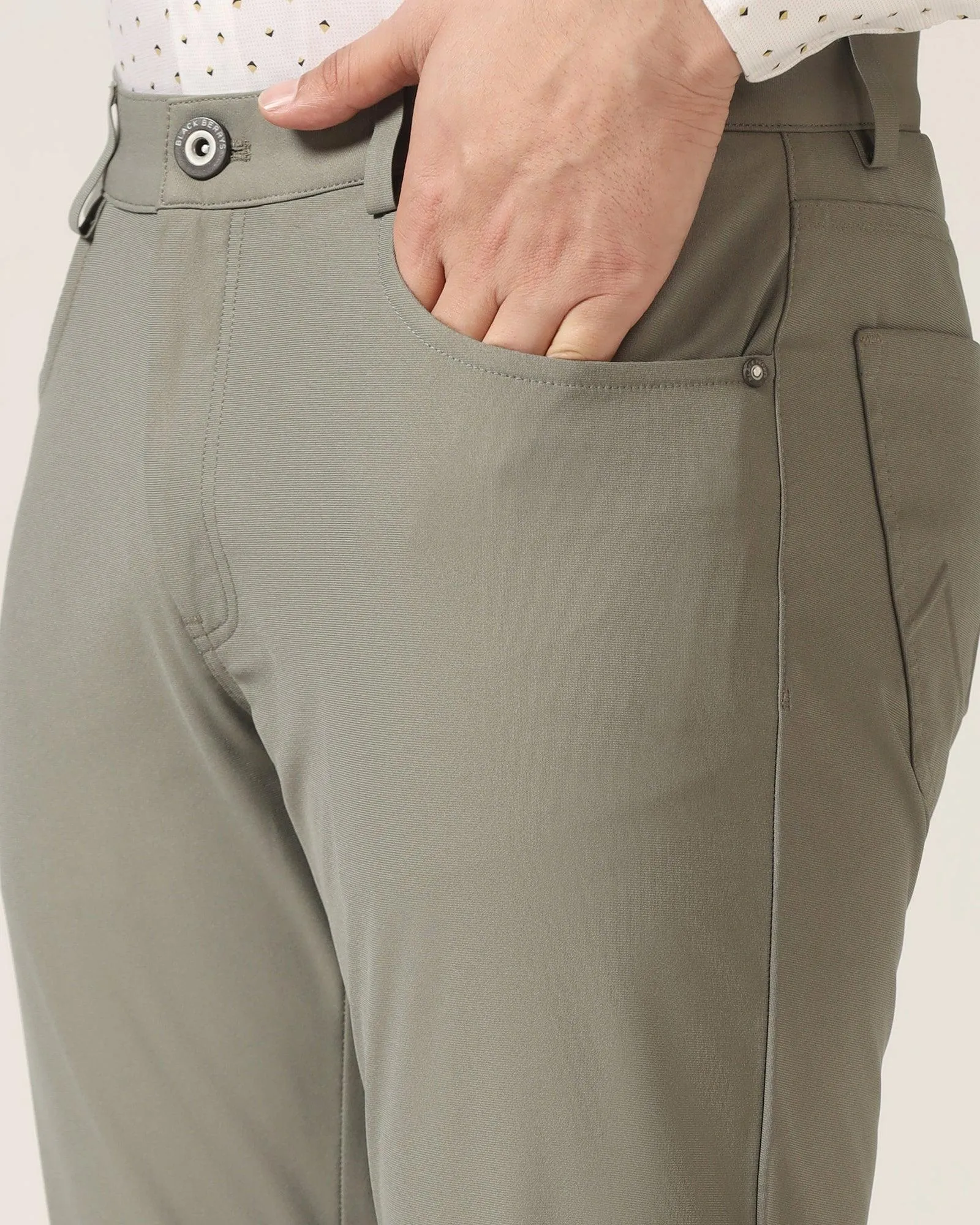 TechPro Slim Comfort Casual Olive Textured Khakis - Finn