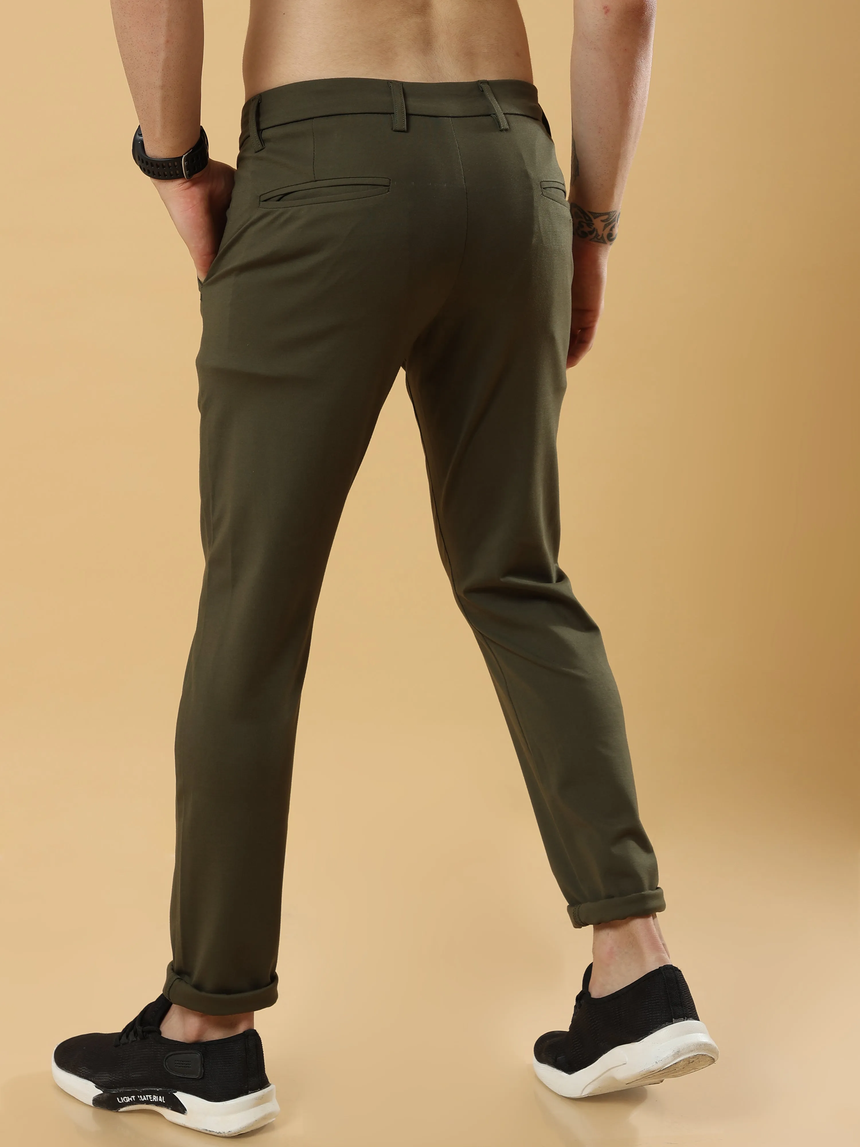 Tencel Stretchable Dark Olive Trousers