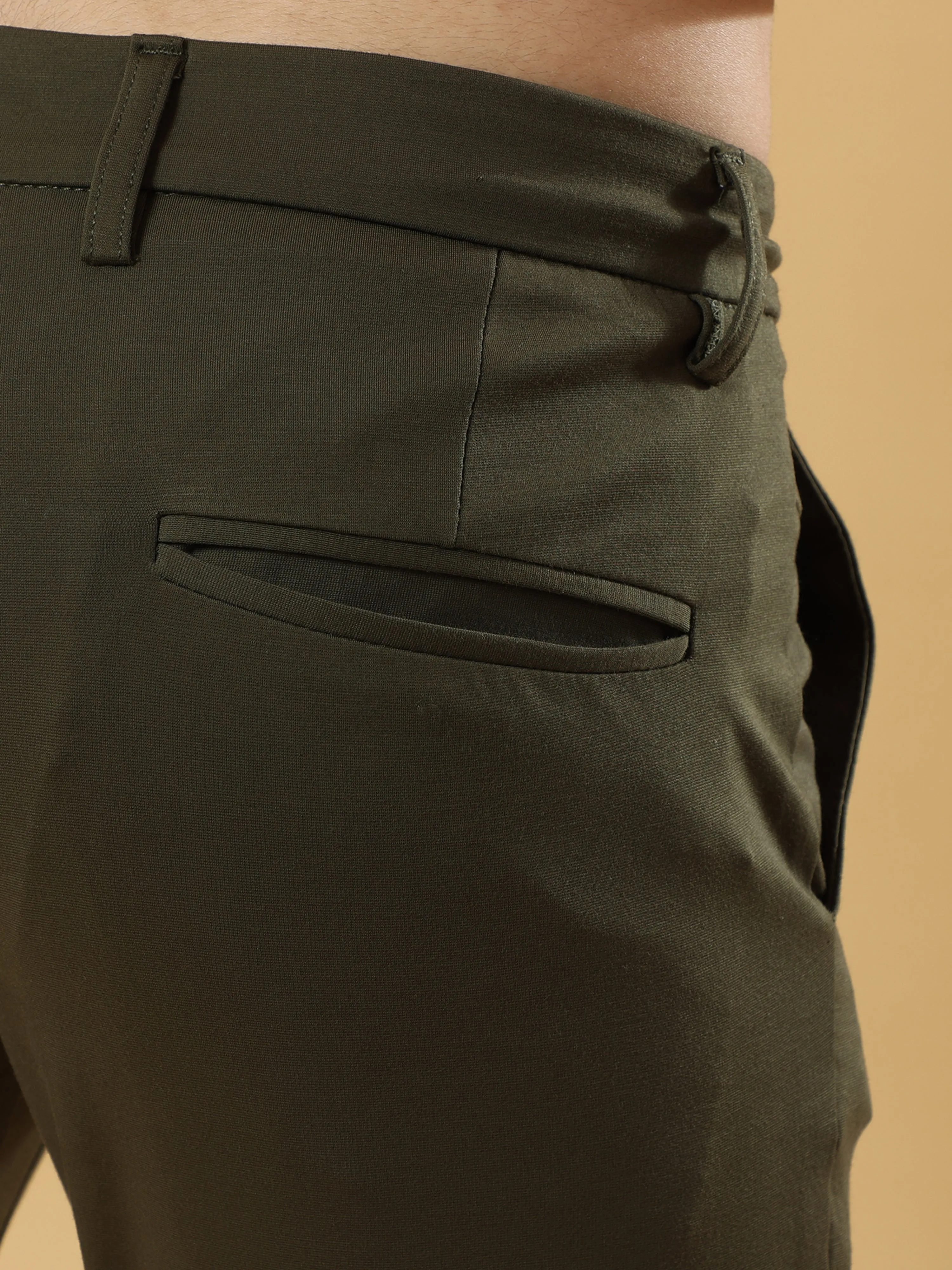 Tencel Stretchable Dark Olive Trousers