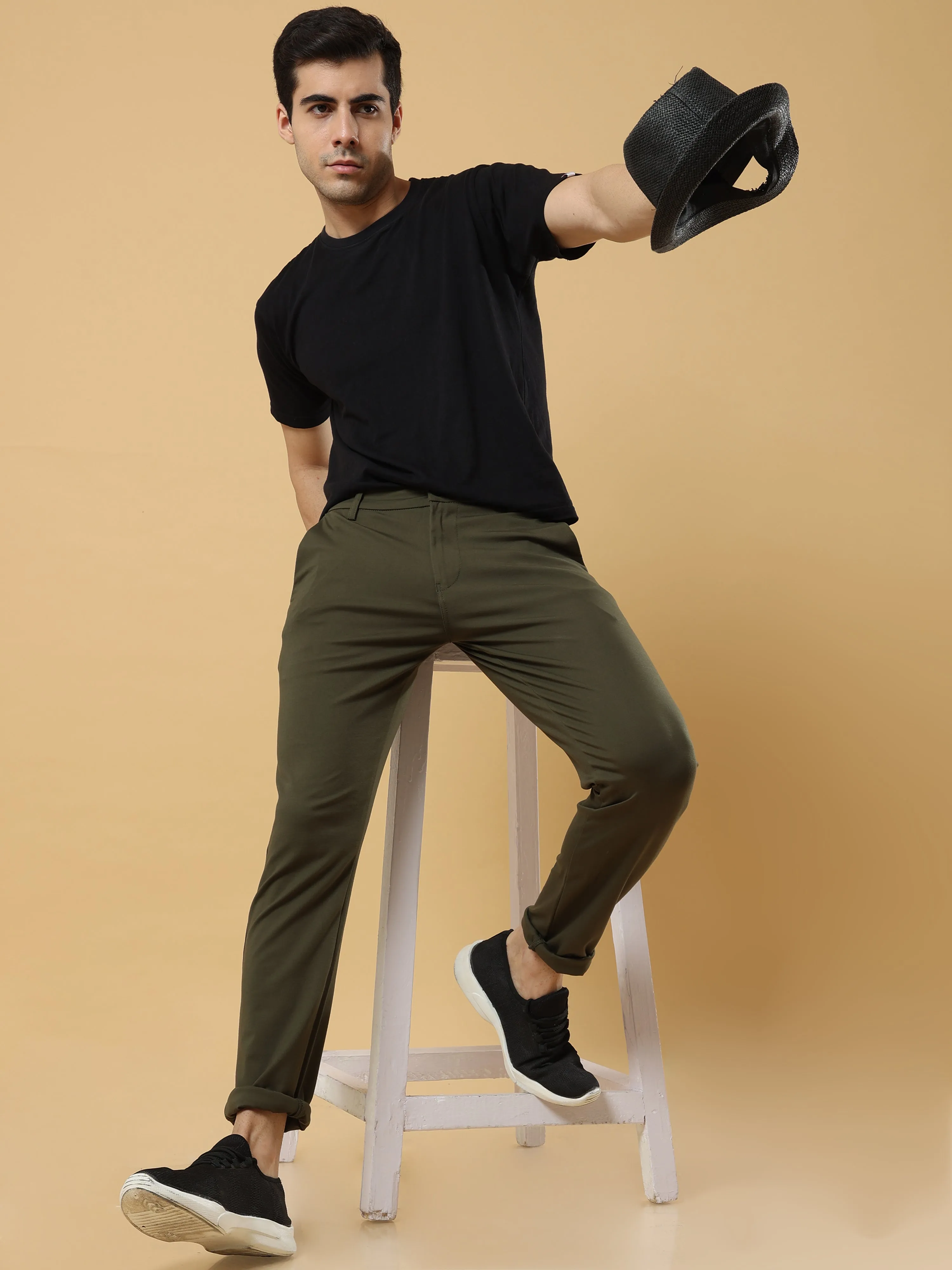 Tencel Stretchable Dark Olive Trousers