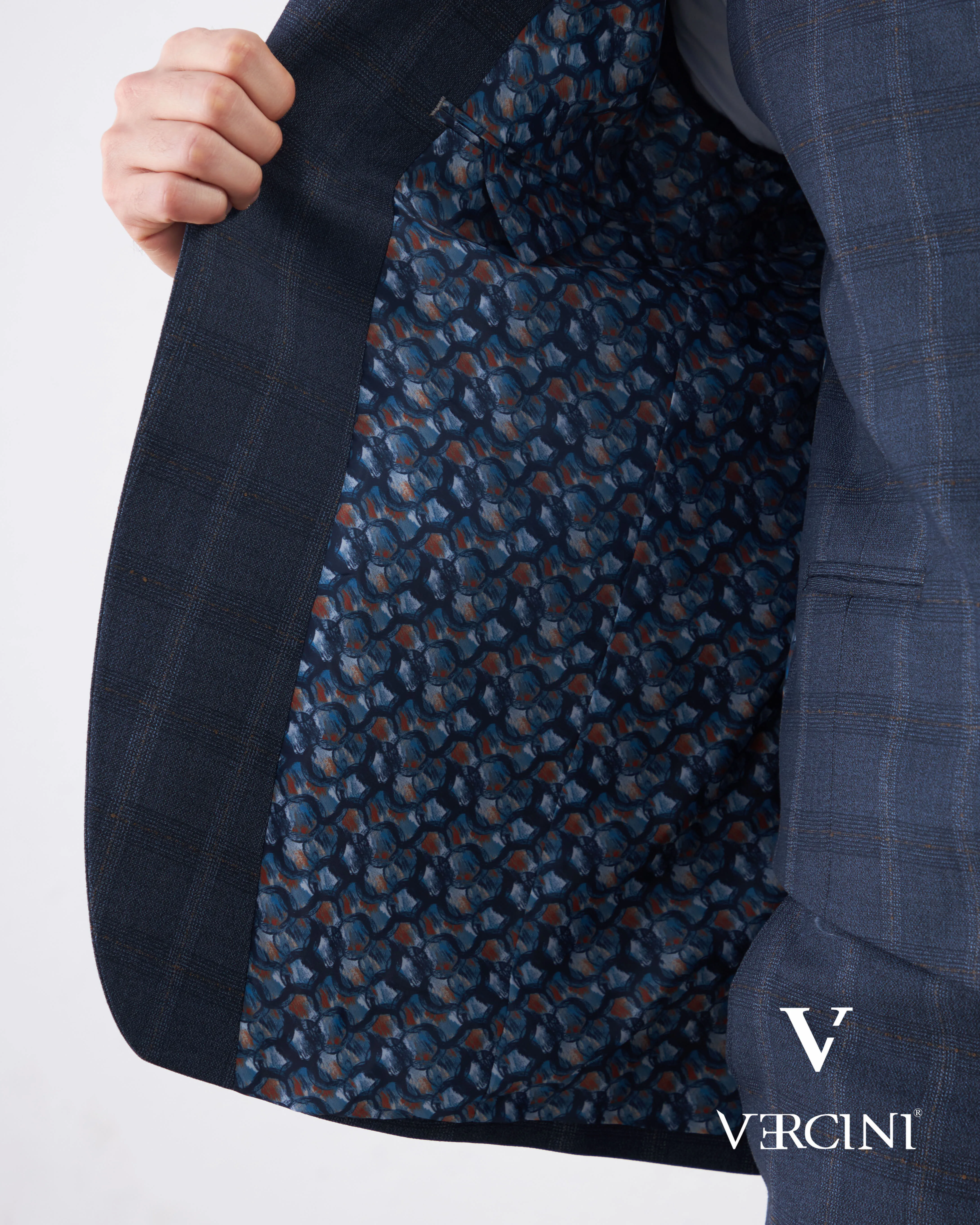 Vercini Sapphire Orbit Prestige plaid Three-Piece Men's Suit