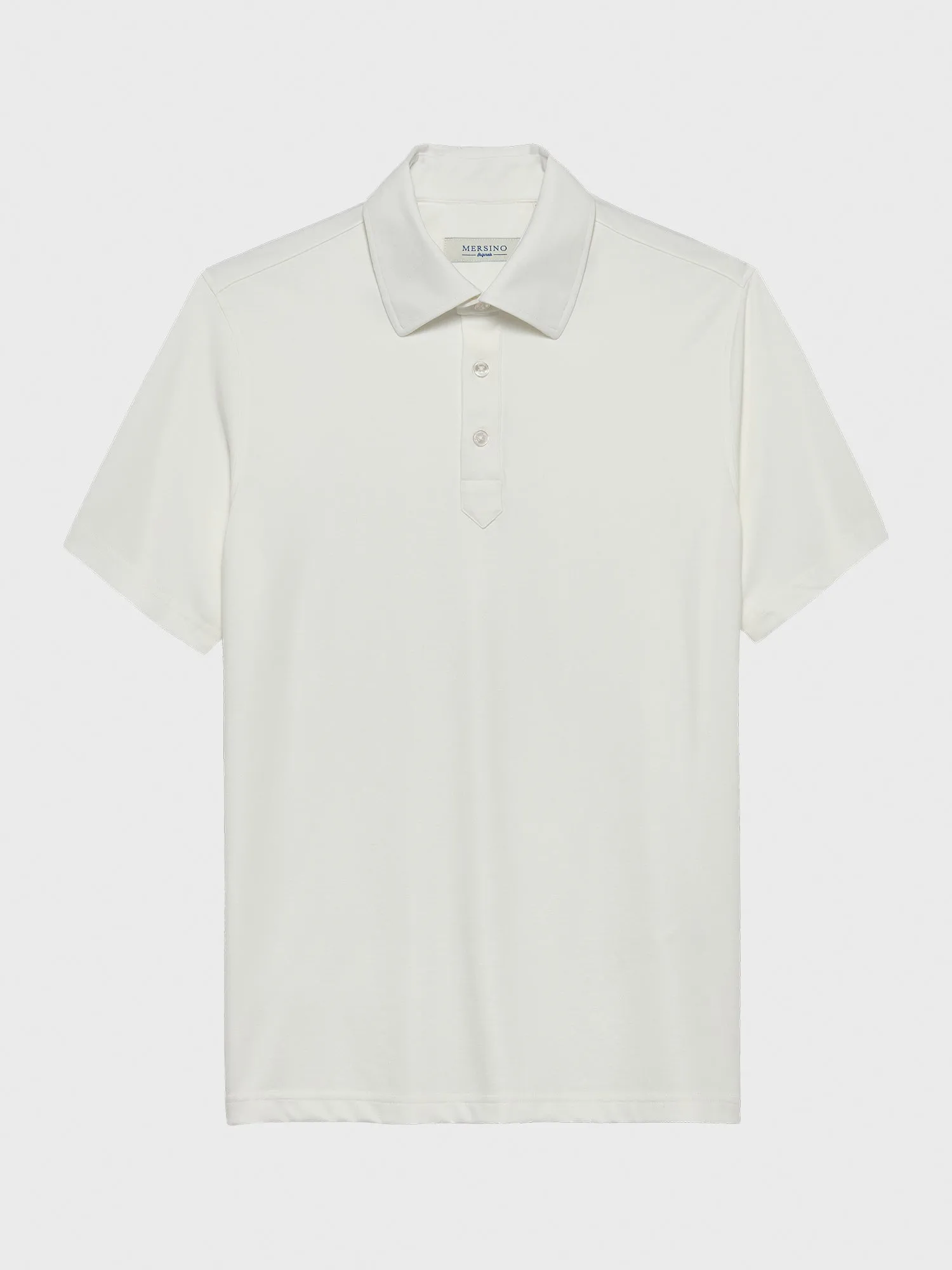 WHITE MERSINO POLO SHIRT