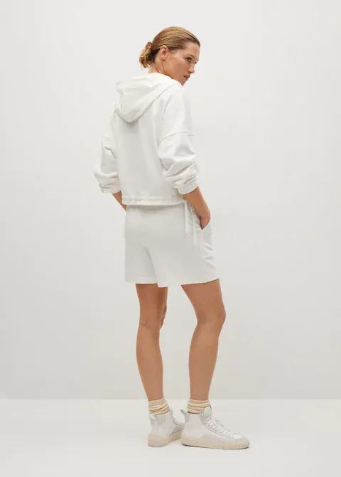 White Pockets Cotton Shorts