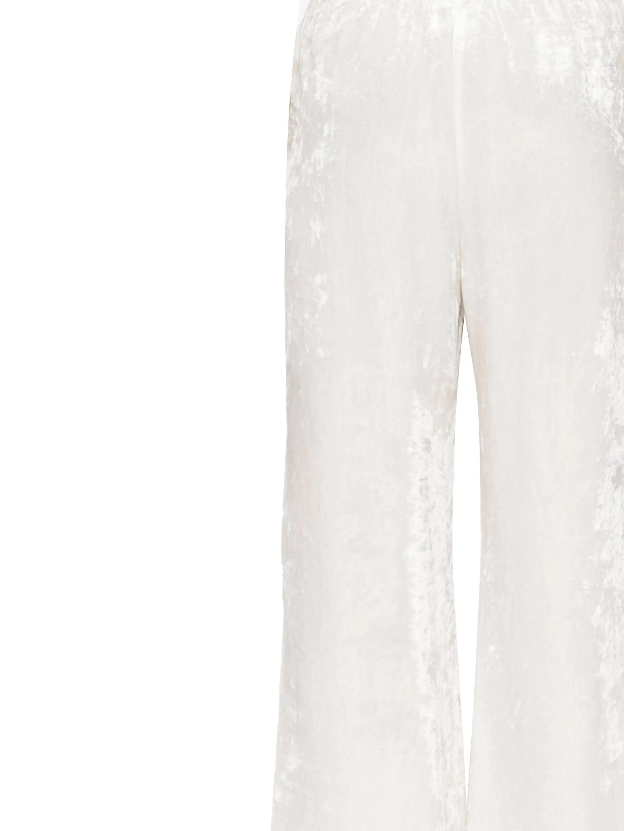 White Velvet Sequin Wide Leg Trousers