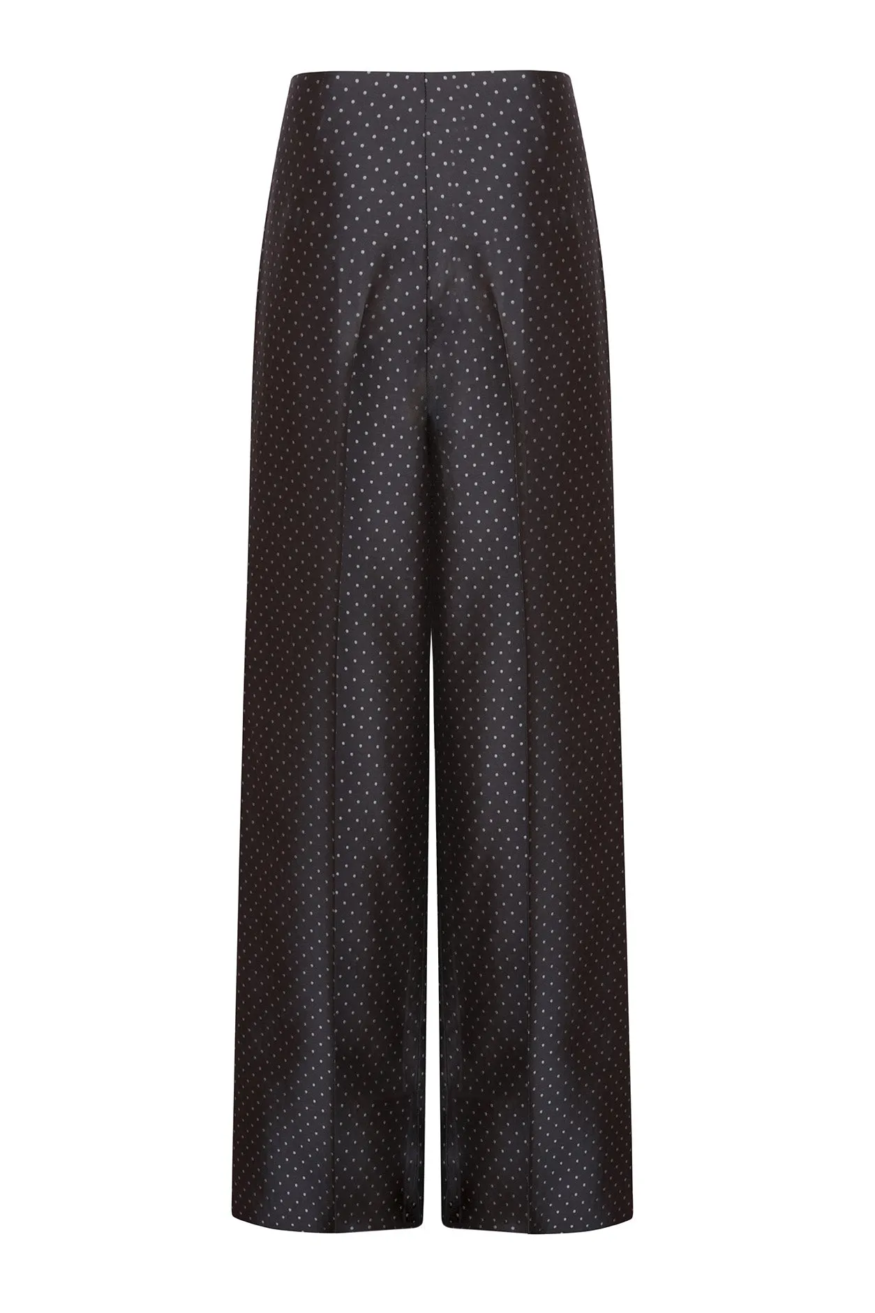 Wide Leg Spot Jacquard Trousers in Greys - Paloma